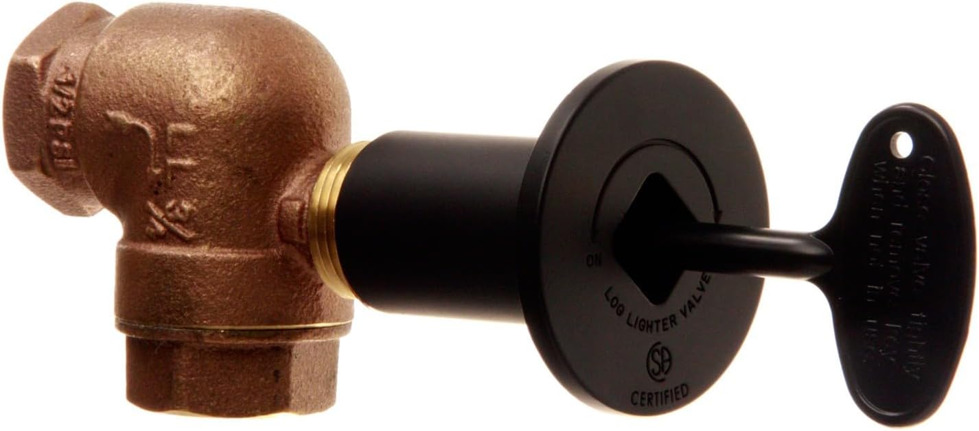 HPC Fire 3/4-Inch Angled Gas Fire Pit Shut Off Valve Kit (MAFB-HC), Flat Black Flange and Key
