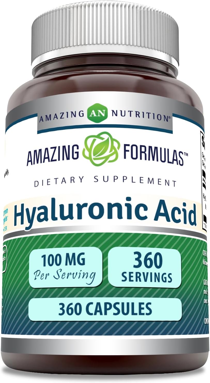 Amazing Formulas Hyaluronic Acid 100 Mg Supplement | Capsules | Non-GMO | Gluten-Free | Made in USA (1 Pack, 360 Count)