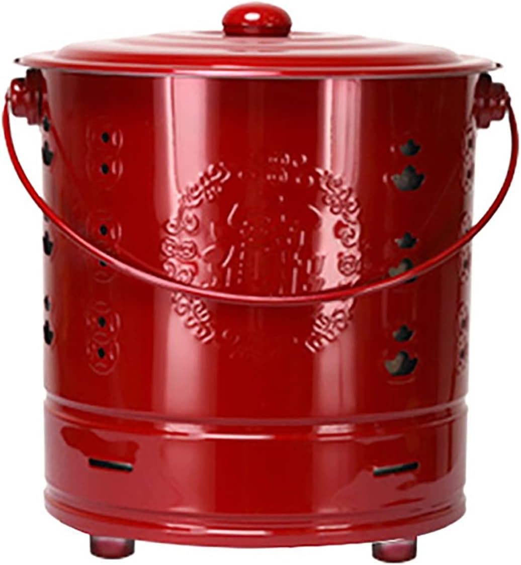 Garden Incinerator - Heavy-Duty Metal Burn Barrel with Galvanized Liner, and Extended Fire Hook - with Ventilation Holes and Heightened Feet (Size : 45CM)