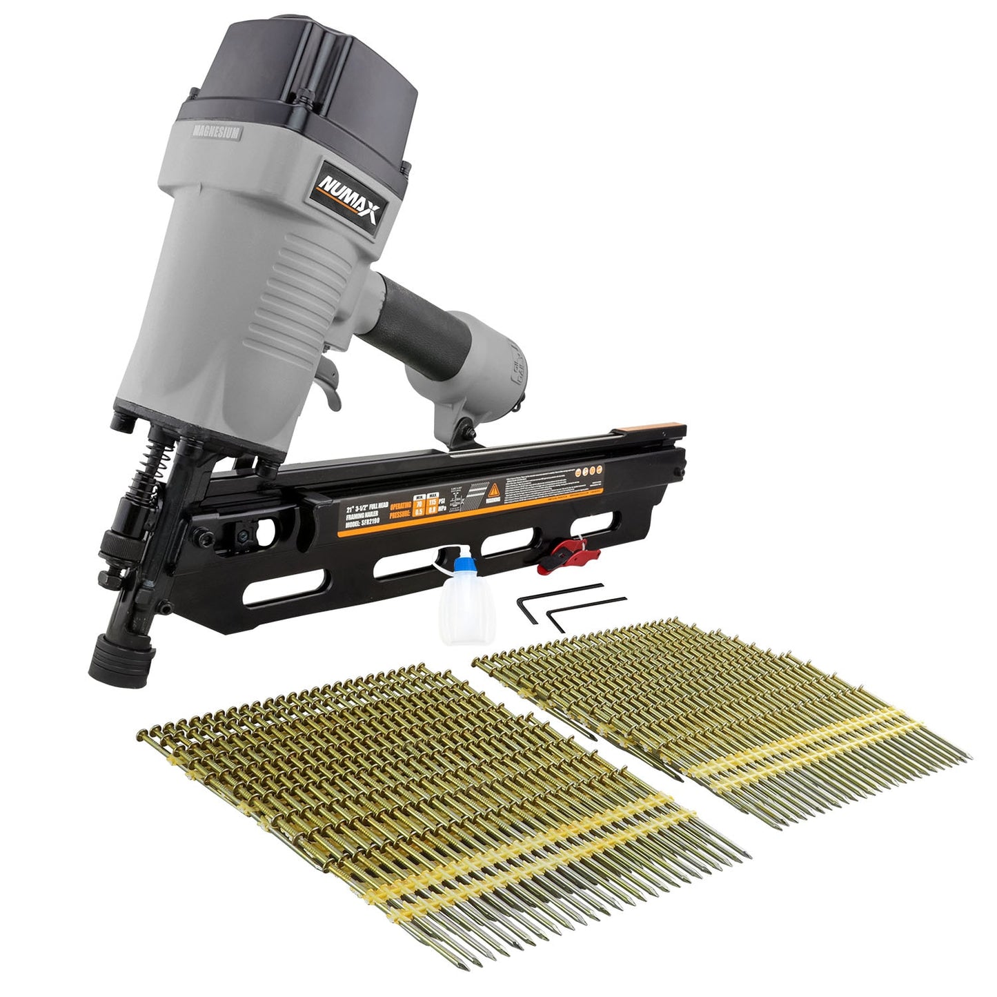 Numax Full Round Head 3.5-in 21-Degree Pneumatic Framing Nailer SFR2190WN