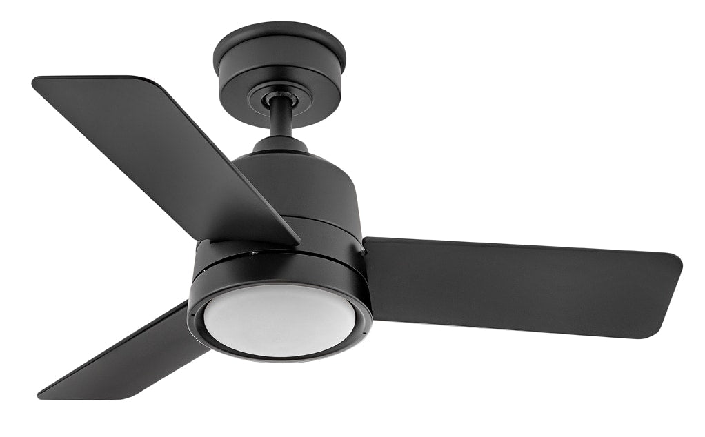 Hinkley Chet 36-in Integrated LED Outdoor Smart Matte Black with Matte Black Blades Ceiling Fan With Light - Remote Included ( 3 -Blade )