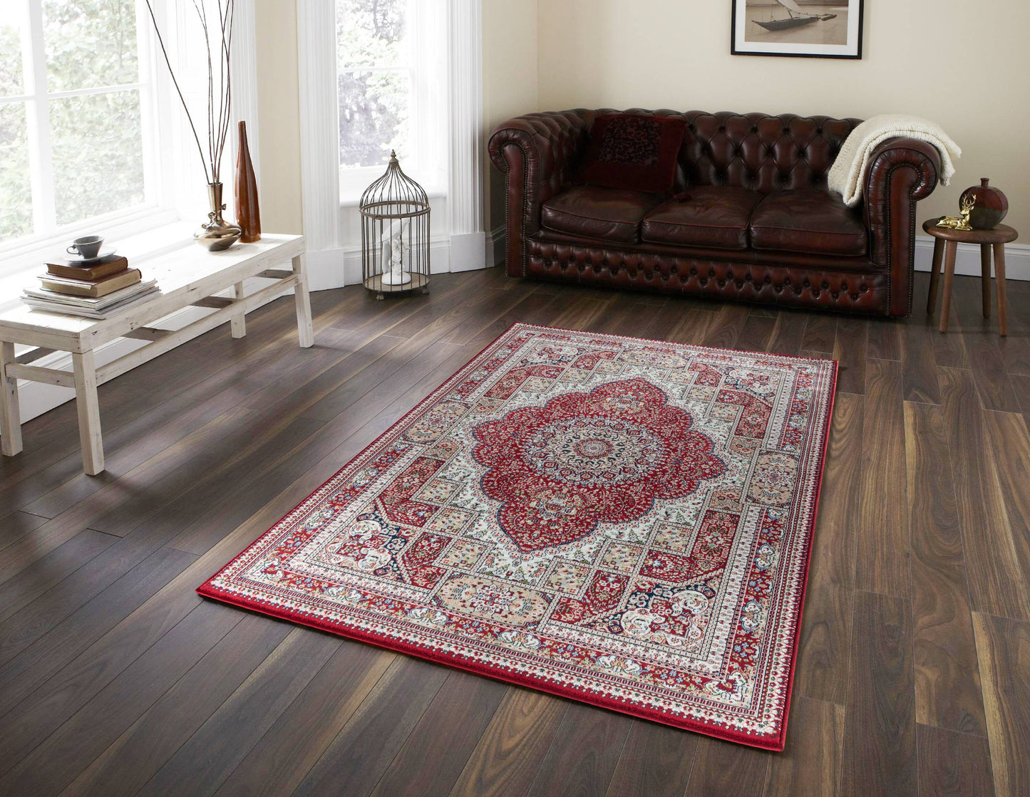 MDA Rugs Prime 6 x 9 (ft) Red and Multicolor Rectangular Indoor Medallion Area rug