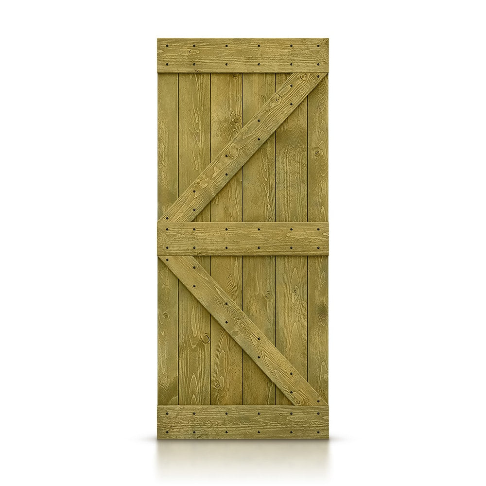CALHOME 30-in x 84-in Jungle green Pine Wood Solid core Single Barn Door (Hardware Not Included)