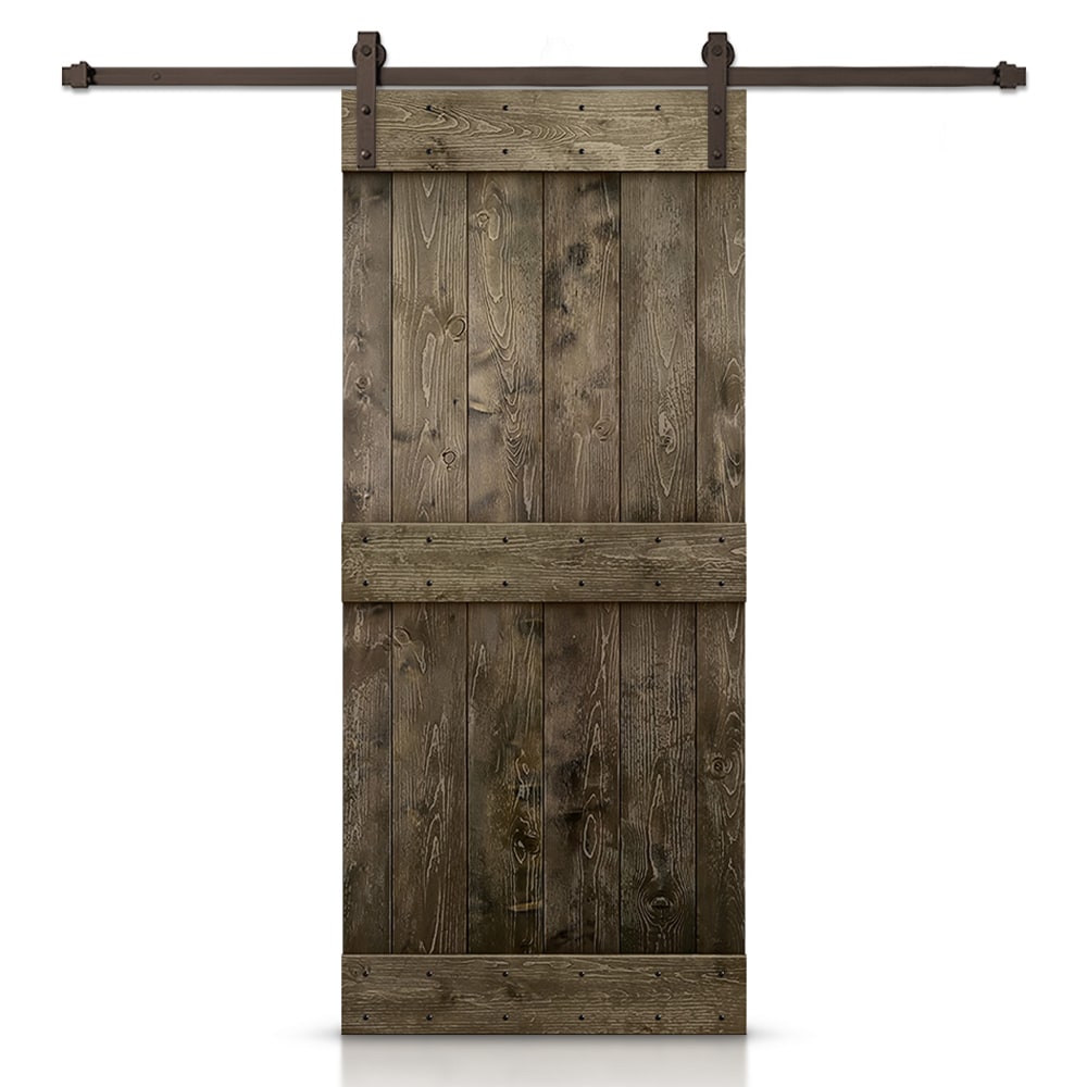 CALHOME 48-in x 84-in Espresso Knotty pine Wood Solid core Single Barn Door (Hardware Included)