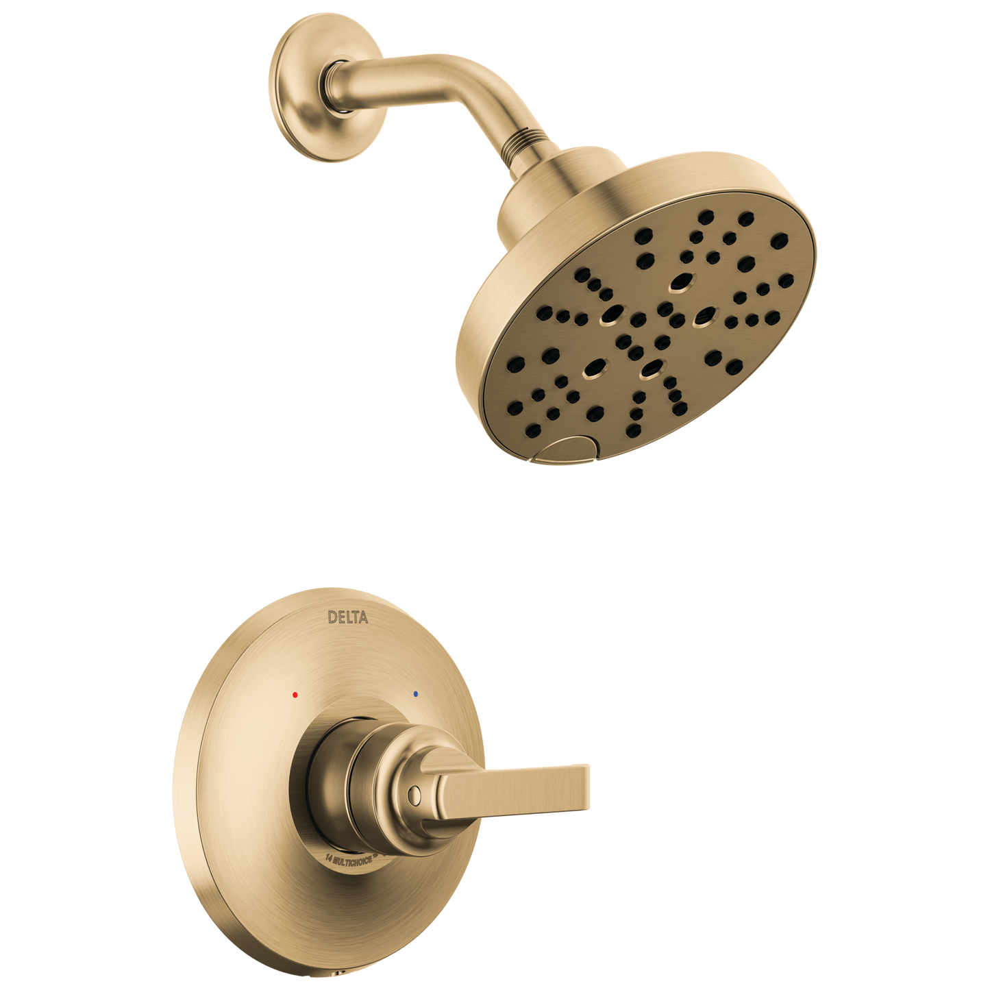 Delta Tetra Lumicoat Champagne Bronze 1-handle Multi-function 6-in Round Shower Faucet