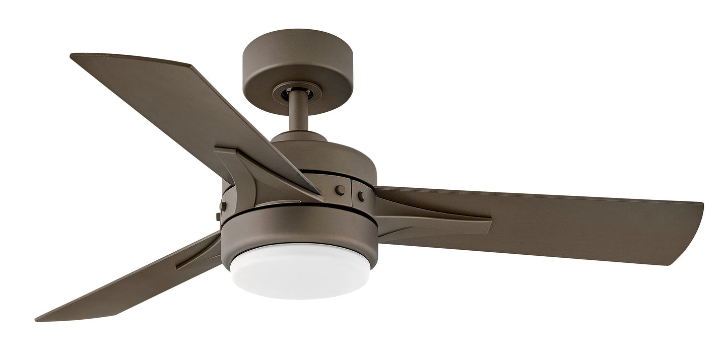 Hinkley Ventus 44-in Integrated LED Smart Metallic Matte Bronze with Metallic Matte Bronze Blades Propeller Ceiling Fan With Light - Remote Included ( 3 -Blade )
