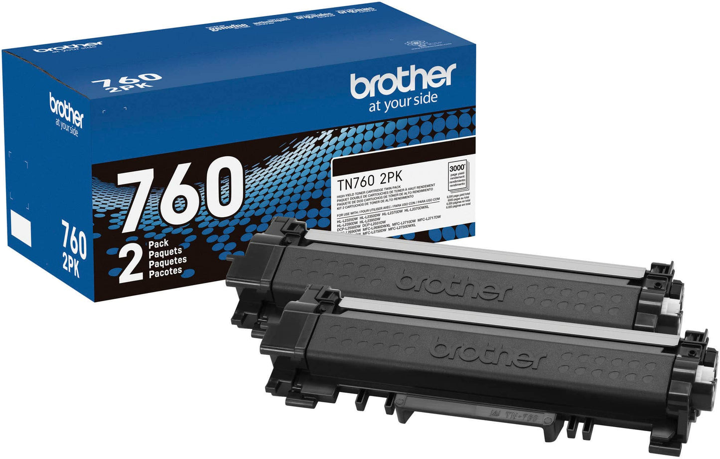 Brother - TN760 2PK 2-Pack High-Yield Toner Cartridges - Black
