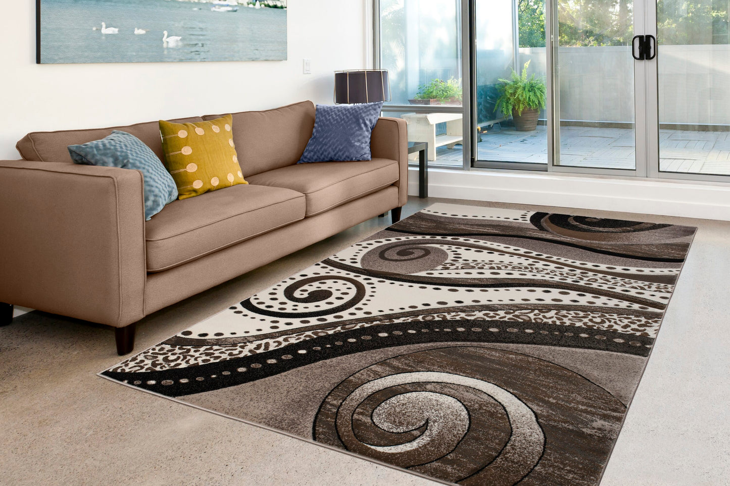 MDA Rugs Rhodes 5 x 7 (ft) Brown Rectangular Indoor Abstract Area rug