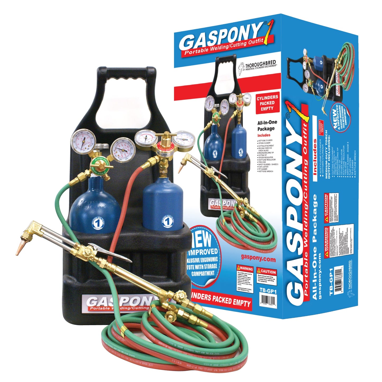 Gaspony UL Listed Medium-Duty Cutting and Welding Kit with Tote - Oxygen/Acetylene, 17-in Length, Regulators, Cutting Torch, Brazing Goggles TBH GP1