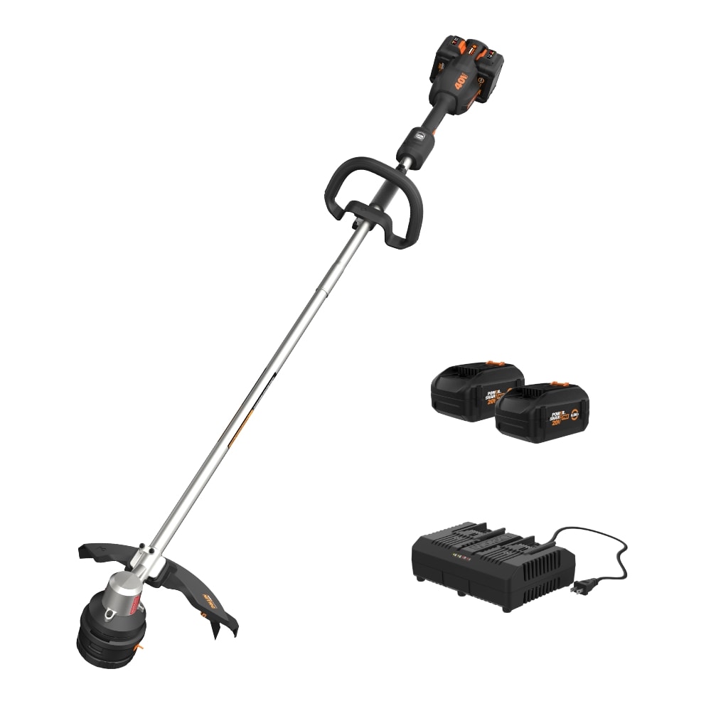 WORX Nitro Power Share 40-volt 14-in Straight Shaft Battery String Trimmer 4 Ah (Battery and Charger Included) WG185