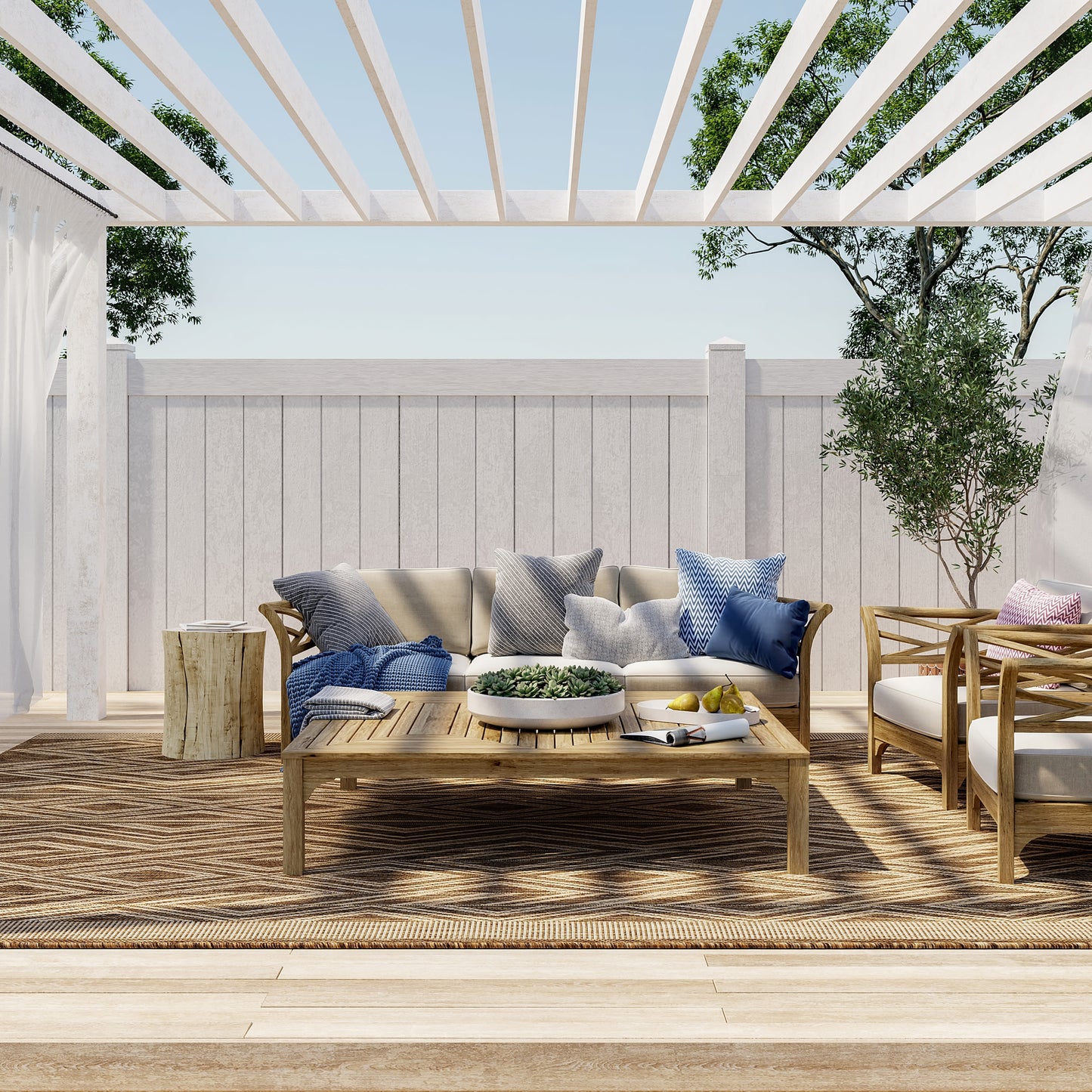 Lauren Liess x Rugs USA 10 x 12 (ft) Loomed Polyester/Polypropylene Brown Rectangular Indoor/Outdoor Geometric Southwestern Area rug