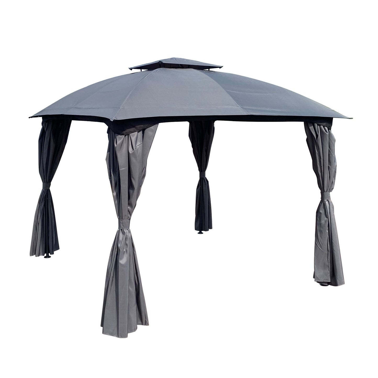 Miki Shinly 10-ft x 10-ft Gray Square Grill Gazebo with Soft top (Screen Included)