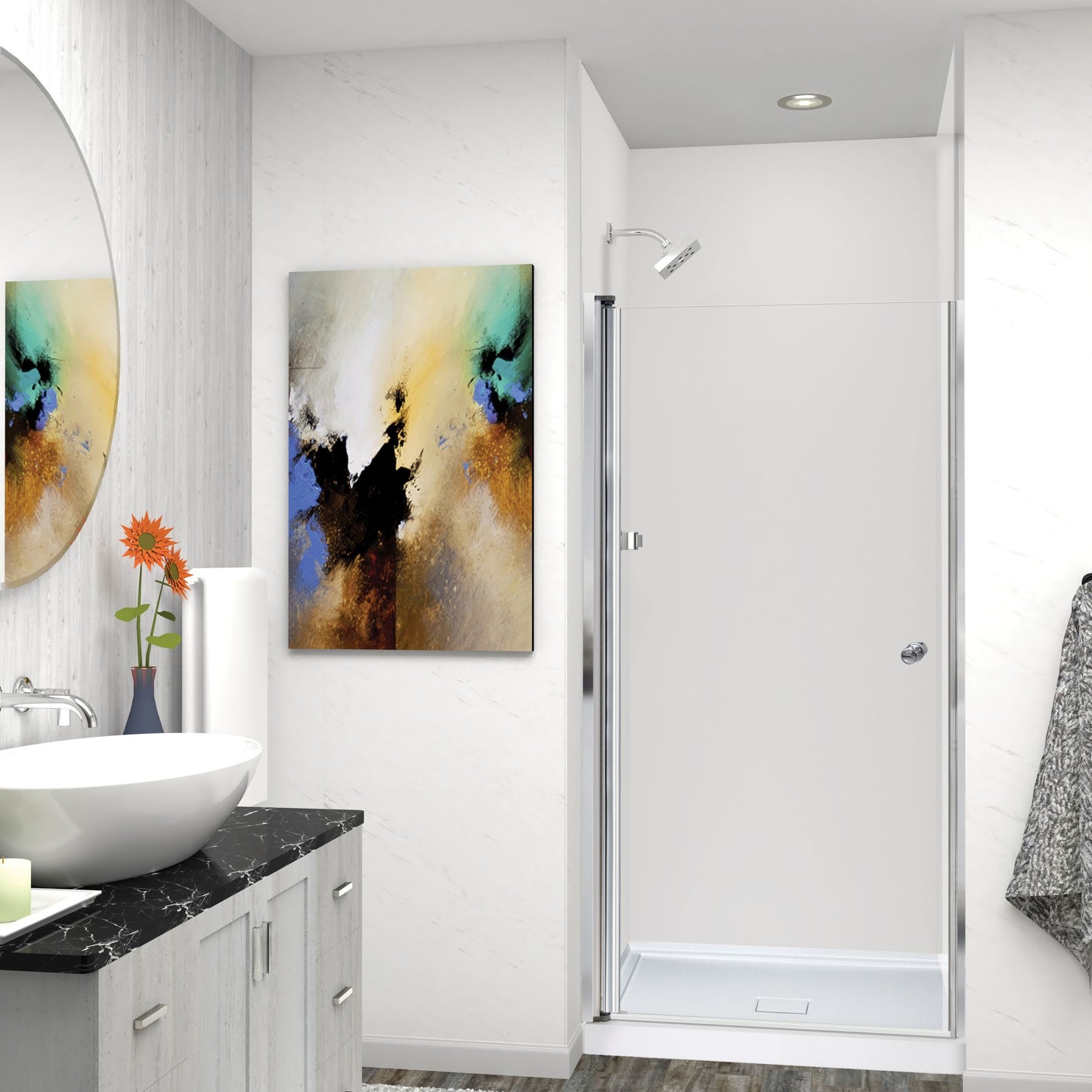 Transolid Polished Chrome 24-1/2-in to 25-1/2-in W x 70-in H Frameless Clear Glass Pivot Shower door