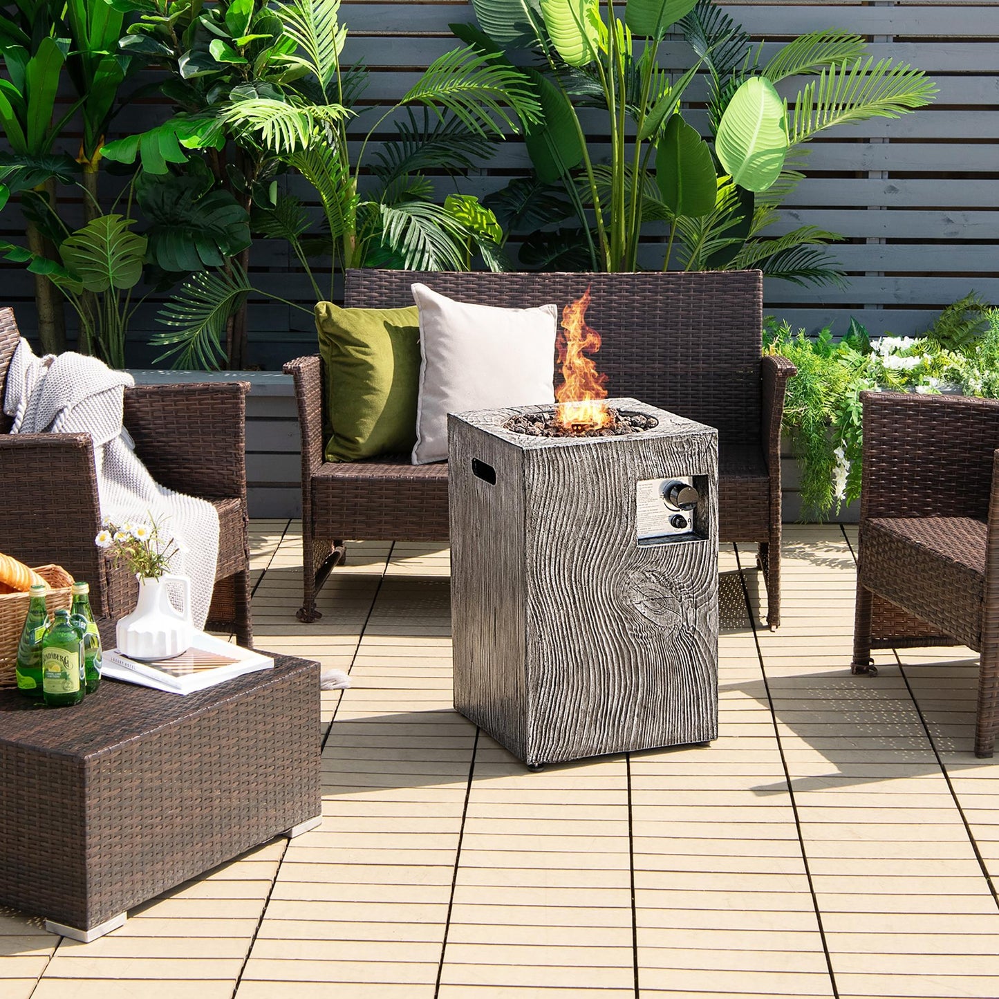 BABOOM Outdoor Propane Fire Pit 16-in W 30000 Maximum BTUs Steel Square Portable Liquid propane Fire pit