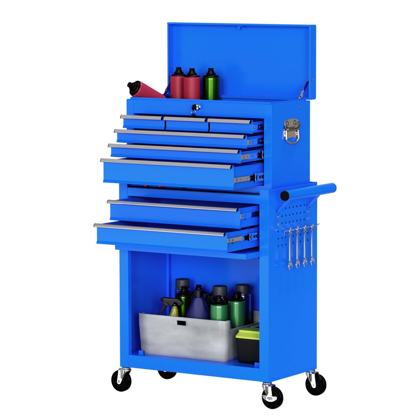 RaDEWAY 24.4-in W x 42.9-in H 8-Drawer Steel Rolling Tool Cabinet (Blue) TH111206-BU