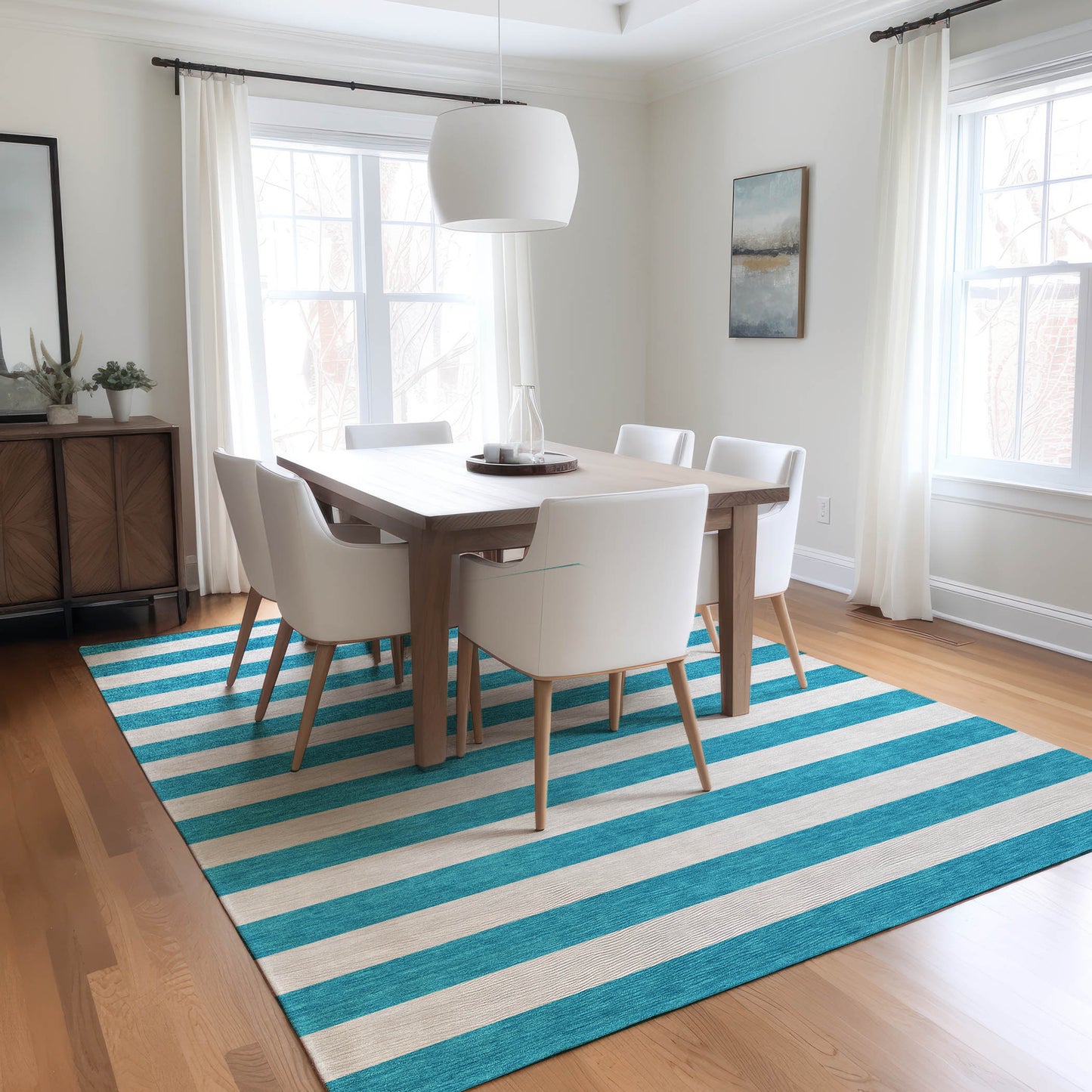 Addison Rugs Chantille ACN528TE 10 x 14 (ft) Teal Rectangular Indoor/Outdoor Stripe Machine washable Area rug