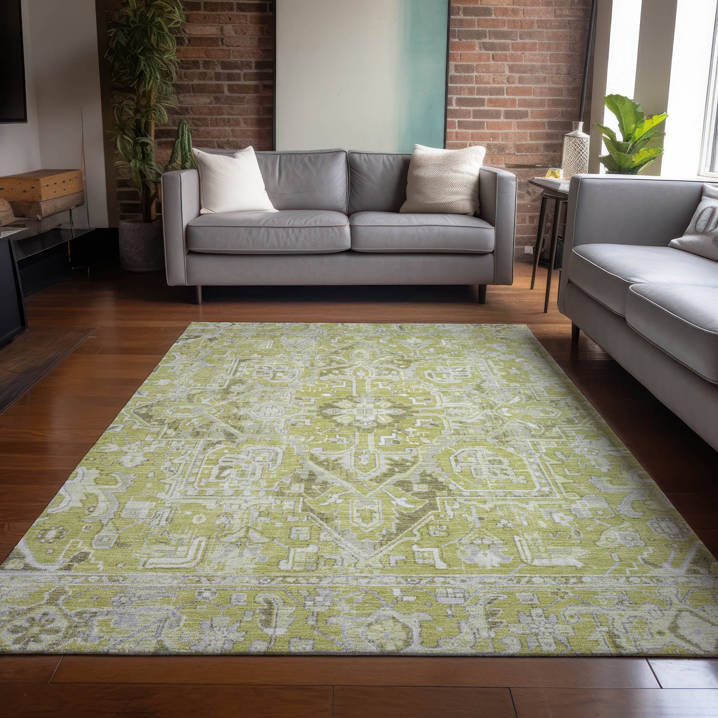 Addison Rugs Chantille ACN570AL 9 x 12 (ft) Aloe Rectangular Indoor/Outdoor Geometric Oriental Machine washable Area rug