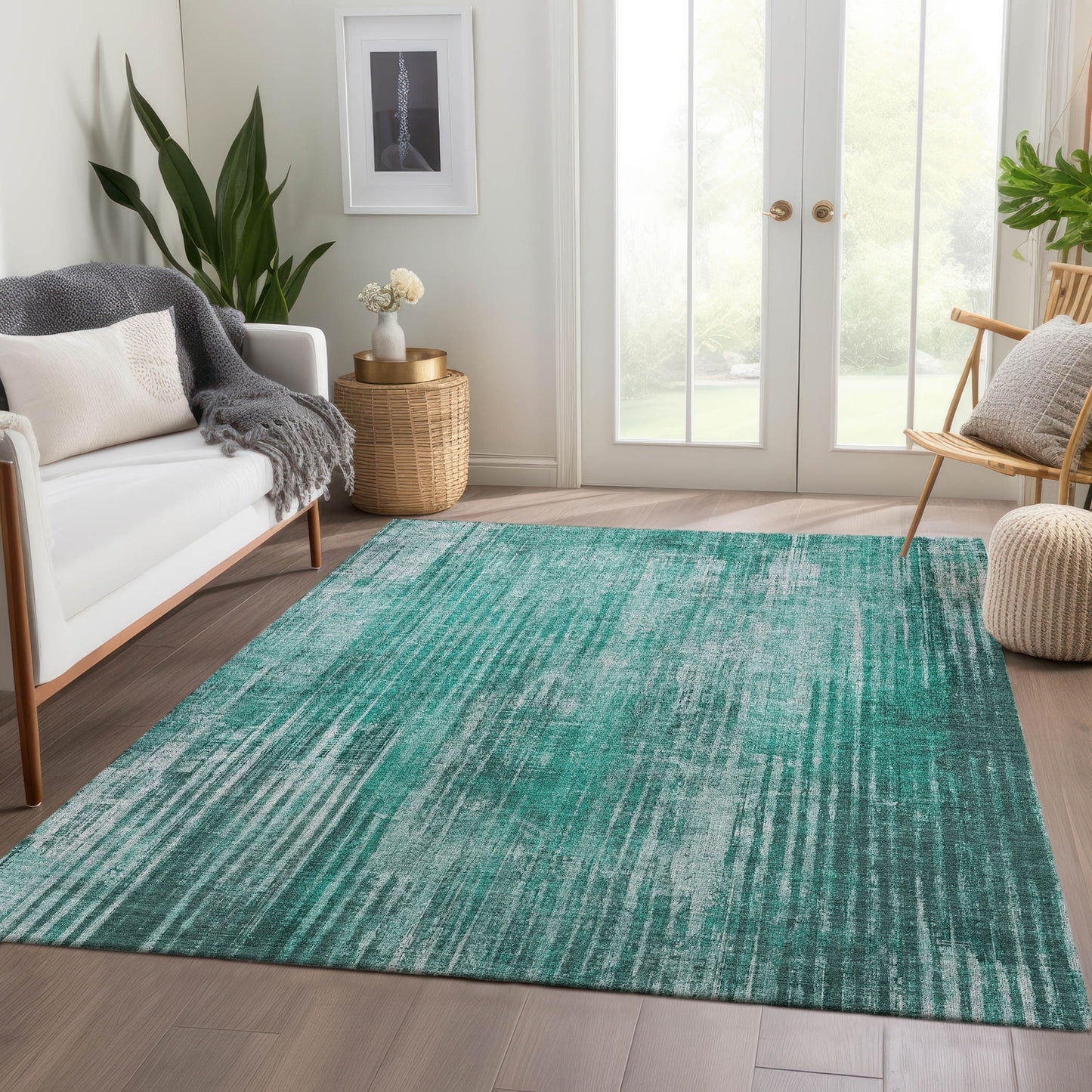 Addison Rugs Chantille ACN582TE 9 x 12 (ft) Teal Rectangular Indoor/Outdoor Abstract Machine washable Area rug