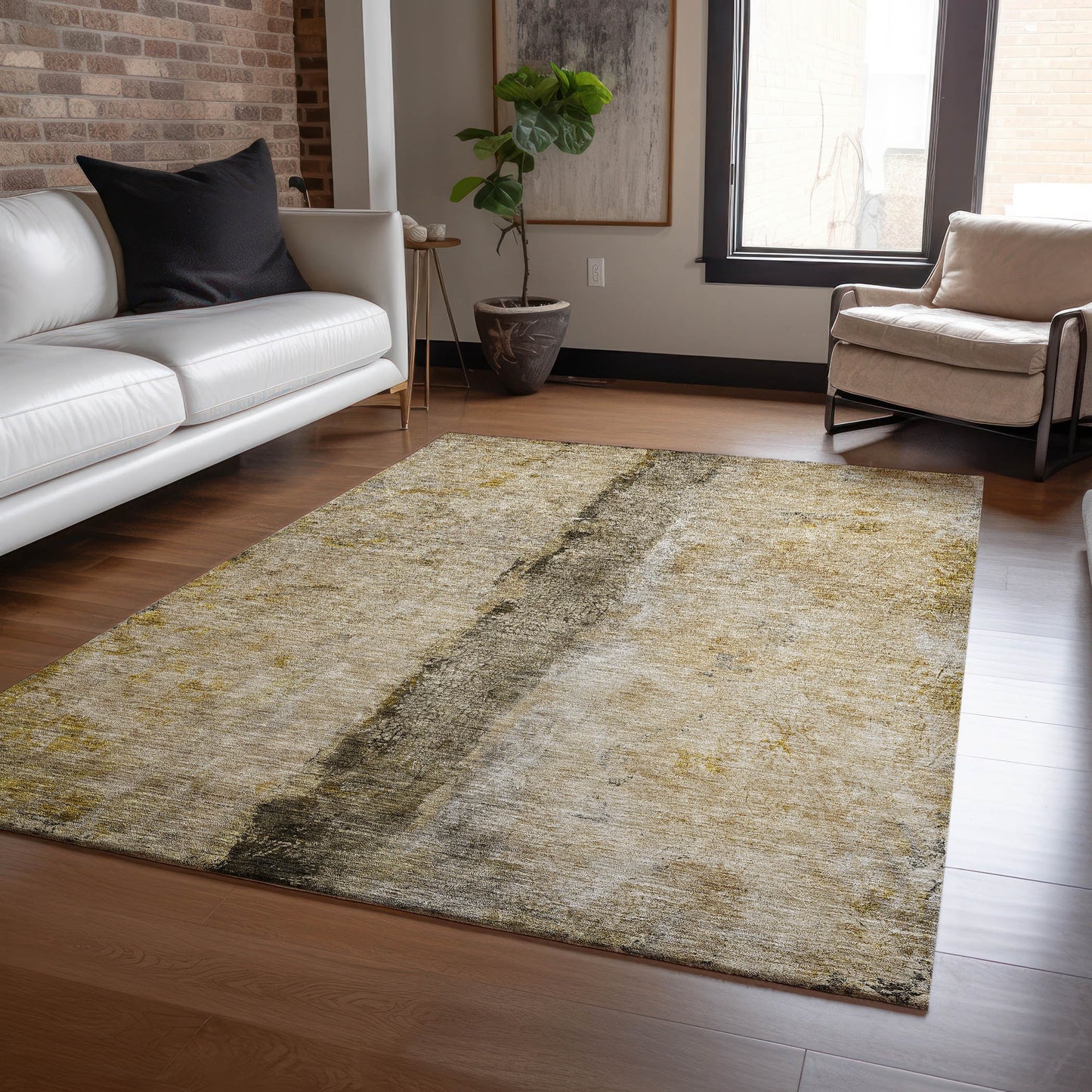 Addison Rugs Chantille ACN605BR 8 x 10 (ft) Brown Rectangular Indoor/Outdoor Abstract Machine washable Area rug