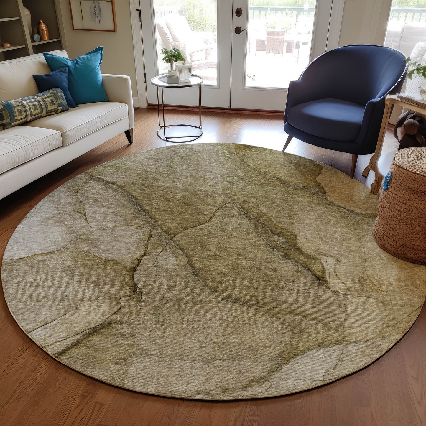 Addison Rugs Chantille ACN607BR 8 x 8 (ft) Brown Round Indoor/Outdoor Abstract Machine washable Area rug