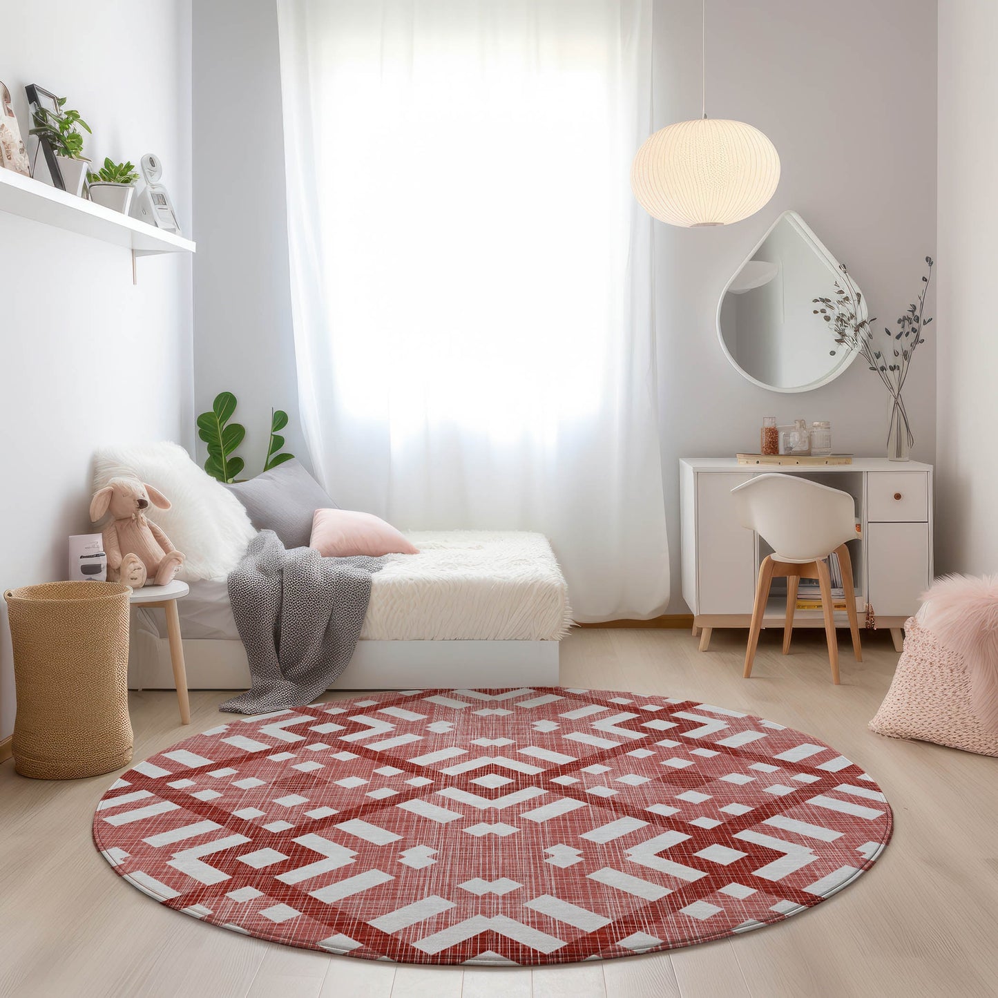 Addison Rugs Chantille ACN616RD 8 x 8 (ft) Red Round Indoor/Outdoor Abstract Machine washable Area rug