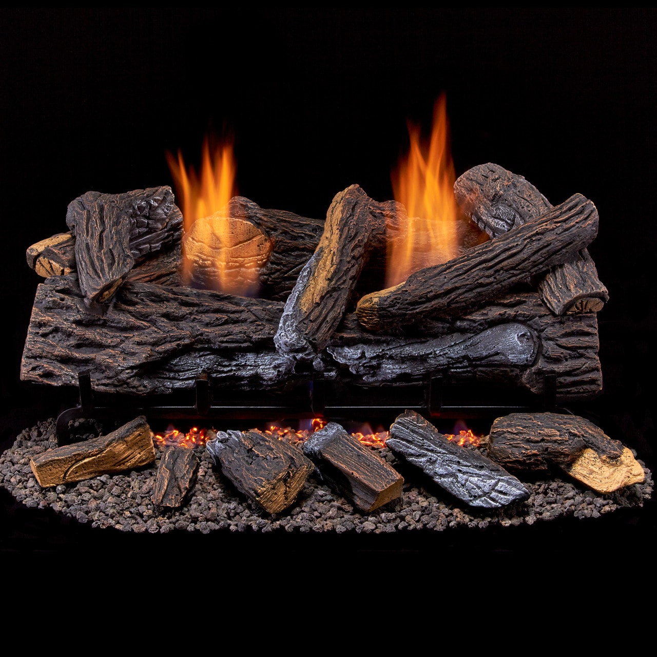 Duluth Forge 24-in 33000-BTU Dual Fuel Dual-Burner Gas Fireplace Logs with Thermostat DLS-24T-2