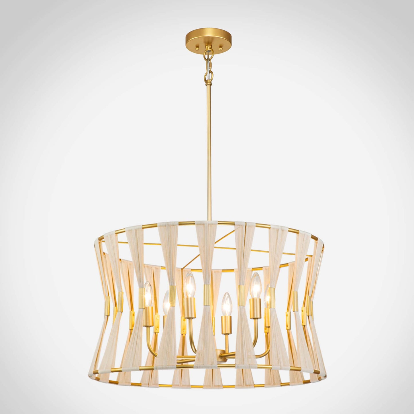 Rennnsan Austin 6 -Light Off-white Bohemian/global Drum Large Hanging Pendant light