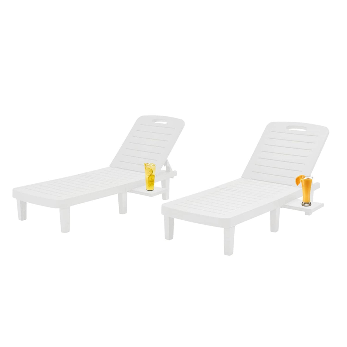 AHIOU HOME LaSalle Set of 2 White Plastic Frame Stationary Chaise Lounge Chair with Slat Seat