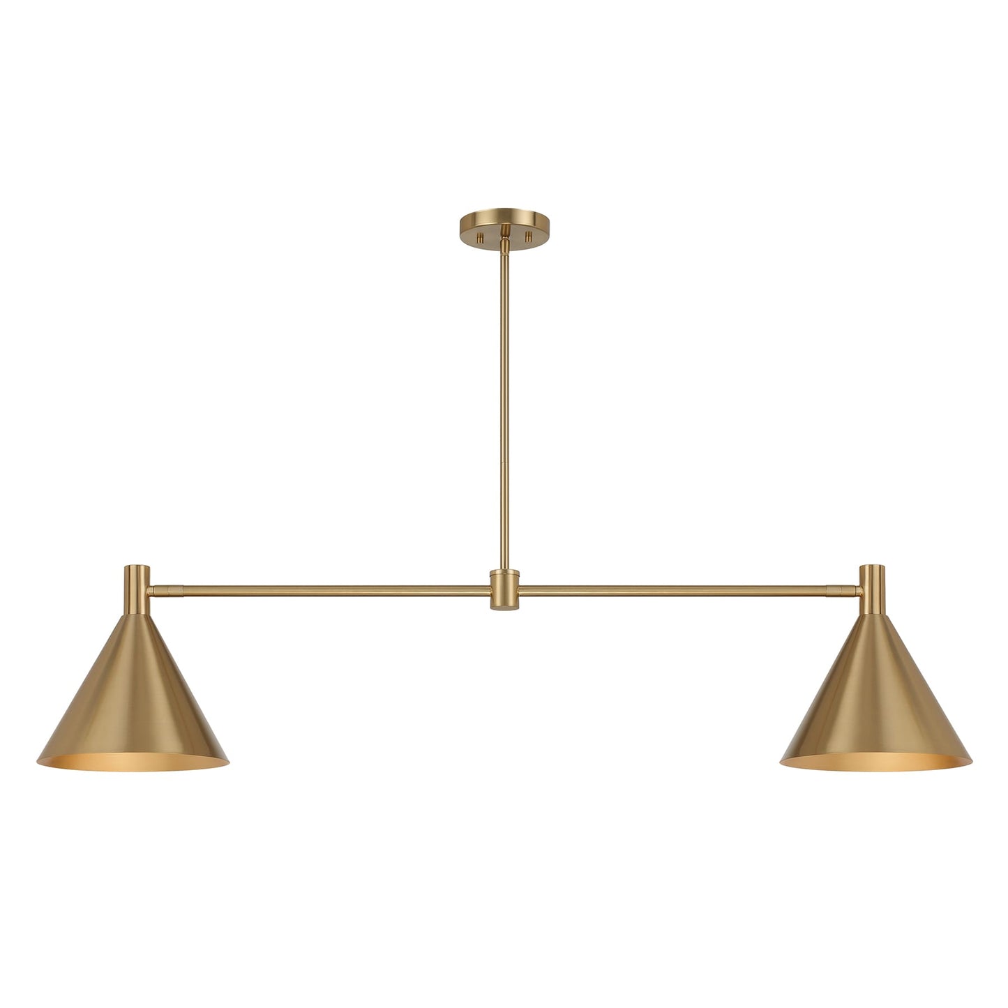 Savoy House Pharos 2-Light Linear Chandelier in Brass by Breegan Jane 2 -Light Polished Brass Mid-century For Use in Bedrooms, Dining Rooms, Foyers, Kitchens, Living Rooms Chandelier