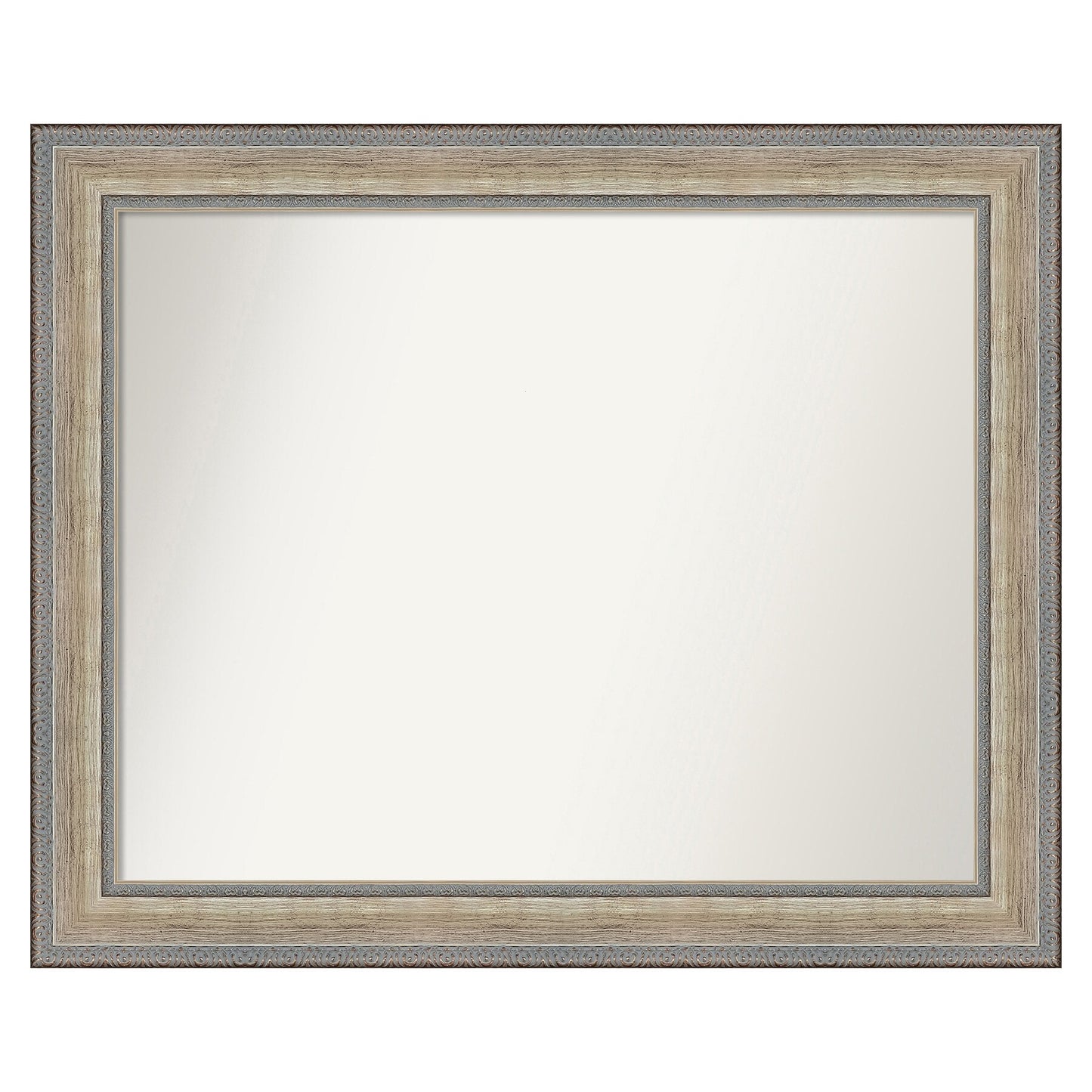 Amanti Art Fleur Silver Frame 33.25-Inches W x 27.25-Inches H Rectangle Fleur Champagne Silver Framed Wall Mirror