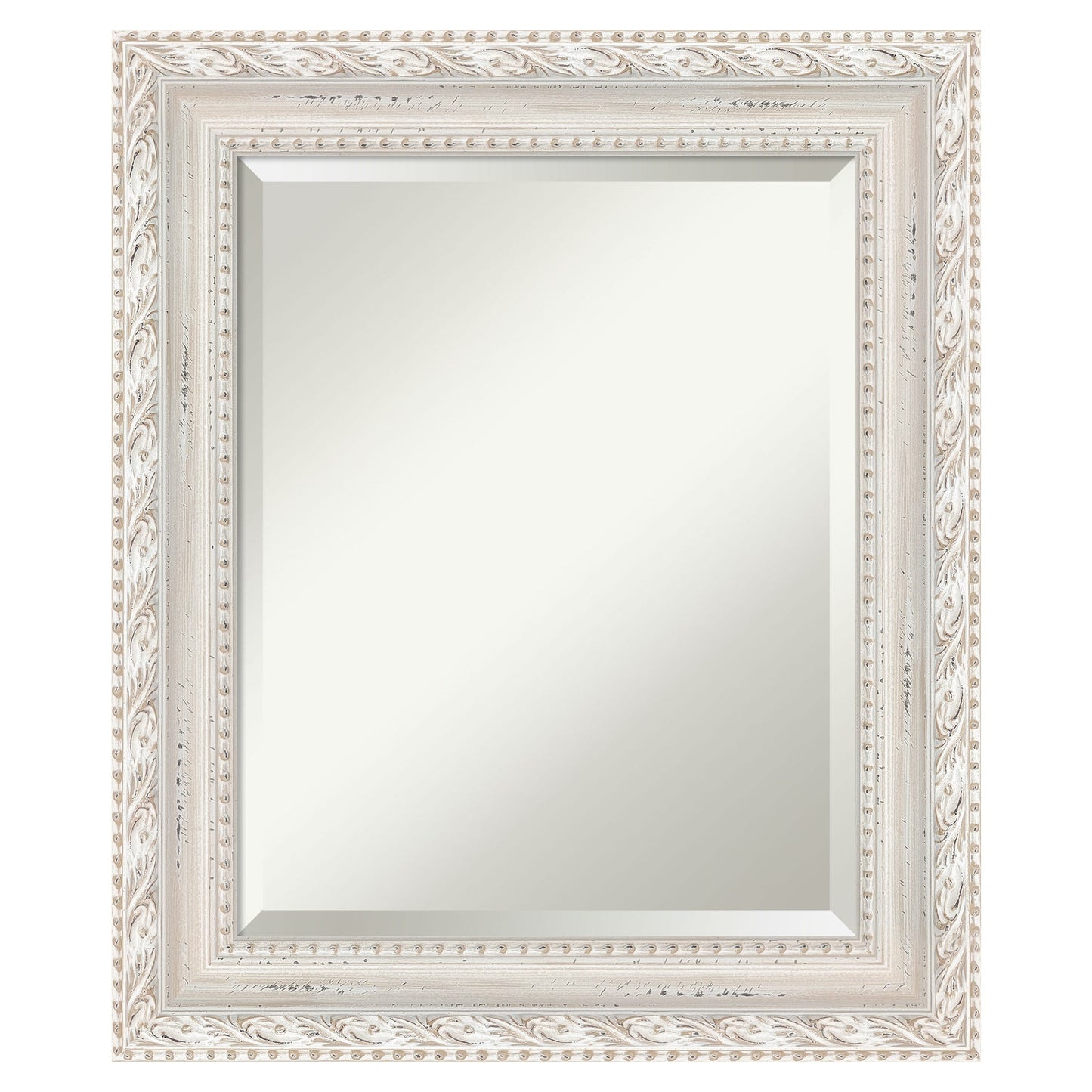 Amanti Art Opera Off White Frame 21.5-Inches W x 25.5-Inches H Rectangle Salon Scoop Silver Framed Wall Mirror