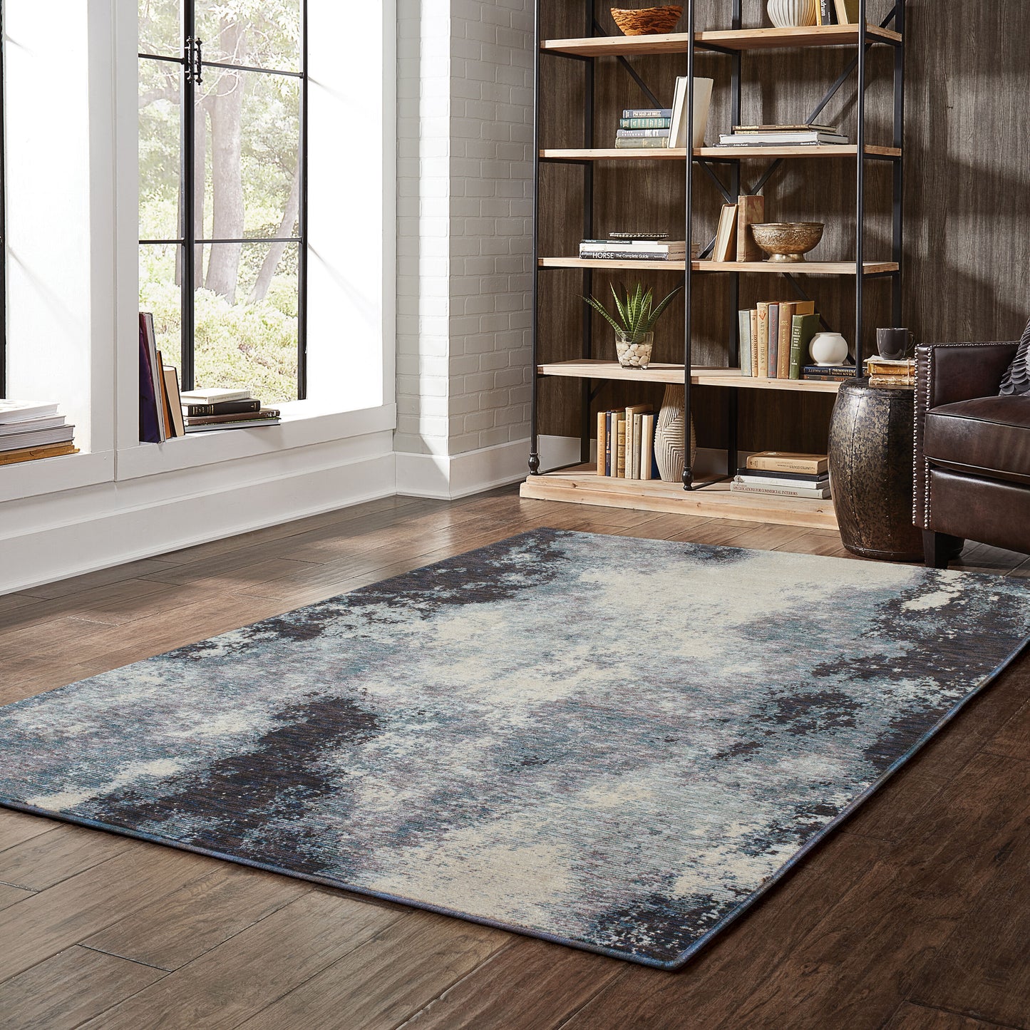 Archer Lane Roberts 6 x 9 (ft) Loomed Navy Rectangular Indoor Abstract Bohemian/Eclectic Pet Friendly Area rug