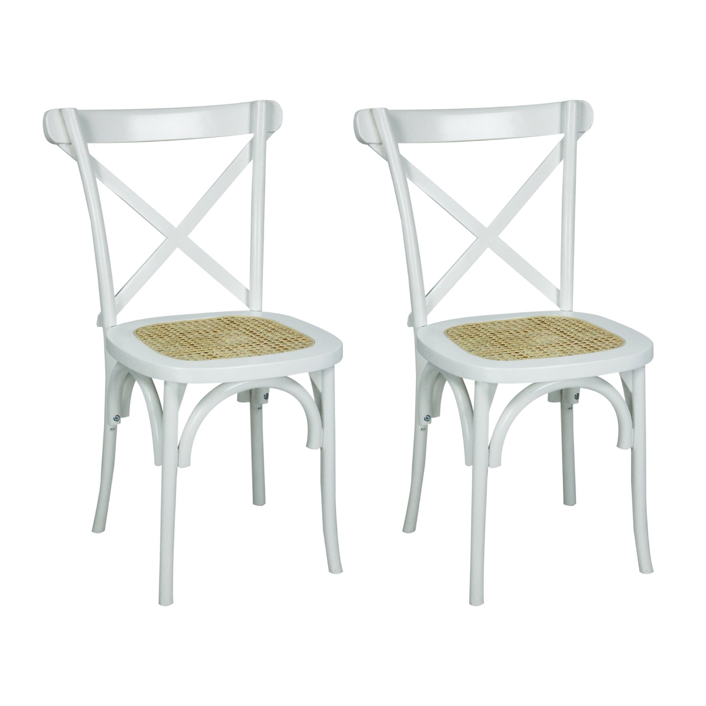 JONATHAN Y Set of 2 Cassis X-Back Rattan Classic Traditional Dining Side Chair (Wood Frame)