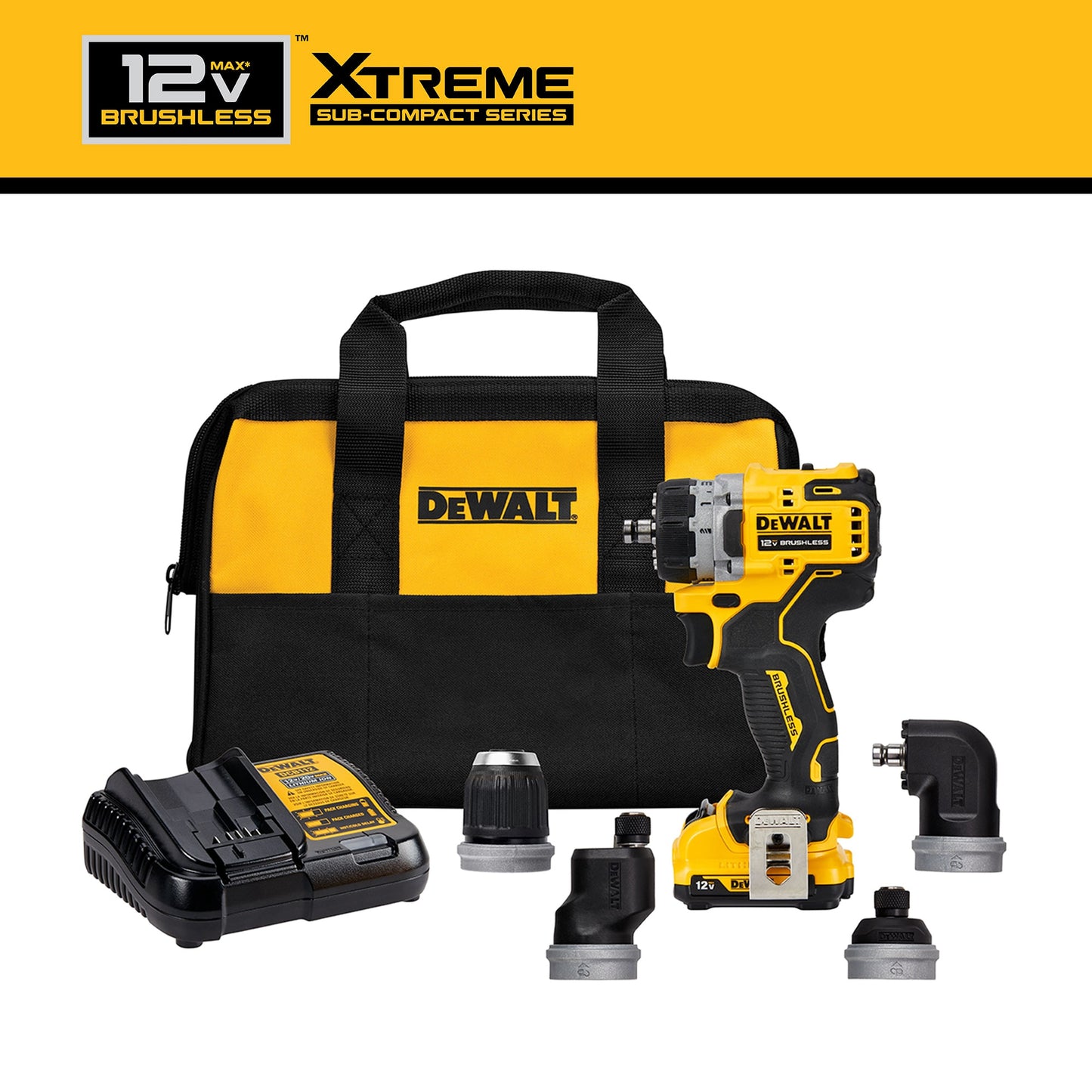 DEWALT XTREME 5-In-1 12-volt Max 3/8-in Keyless Brushless Cordless Drill (1-Battery Included, Charger Included and Soft Bag included) DCD703F1