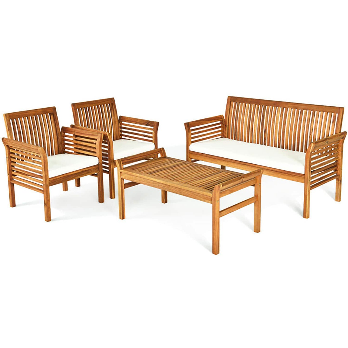 GZMR 4 -Piece Patio Conversation Set with Off-white Cushions