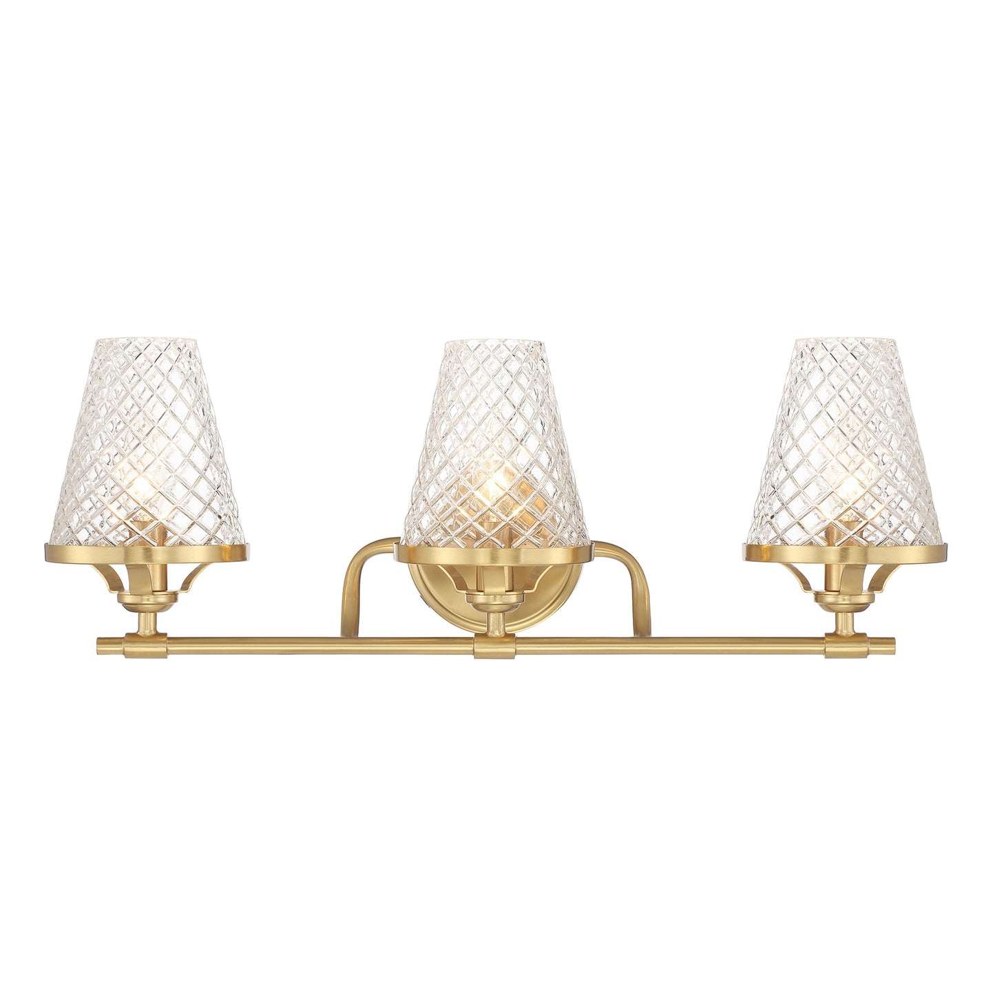 Savoy House Candler 3-Light Bathroom Vanity Light in Warm Brass 24-in 3 -Light Antique Brass Vintage Vanity light