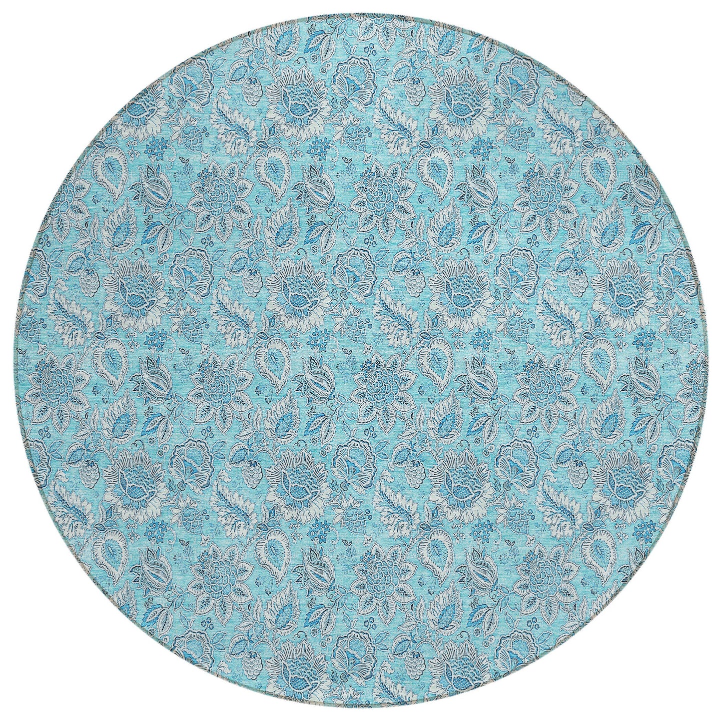 Addison Rugs Chantille ACN662AQ 8 x 8 (ft) Beige Round Indoor/Outdoor Geometric Machine washable Area rug