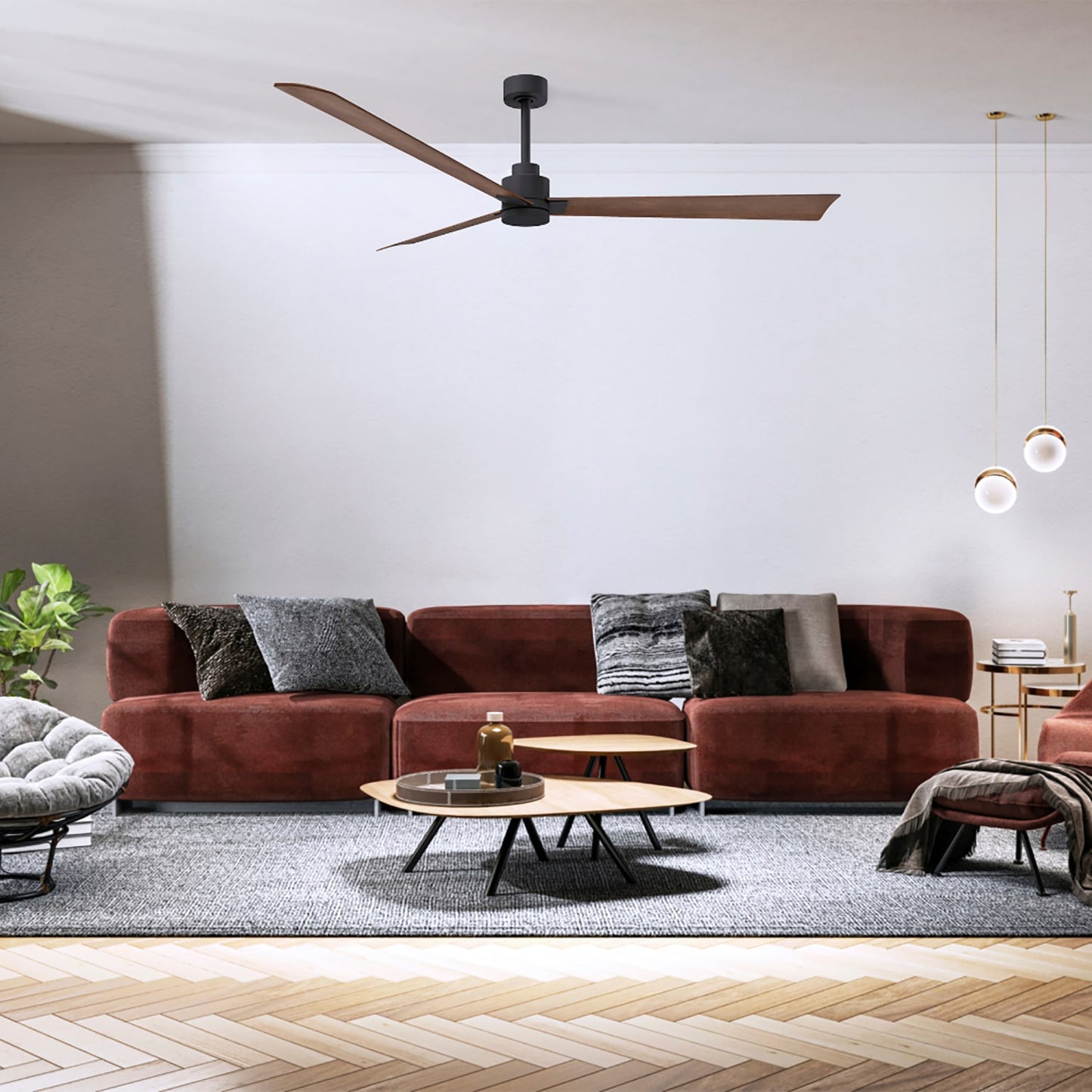 Matthews Fan Company Alessandra 42-in Outdoor Matte Black with Walnut Blades Ceiling Fan Without Light - Remote Included ( 3 -Blade )