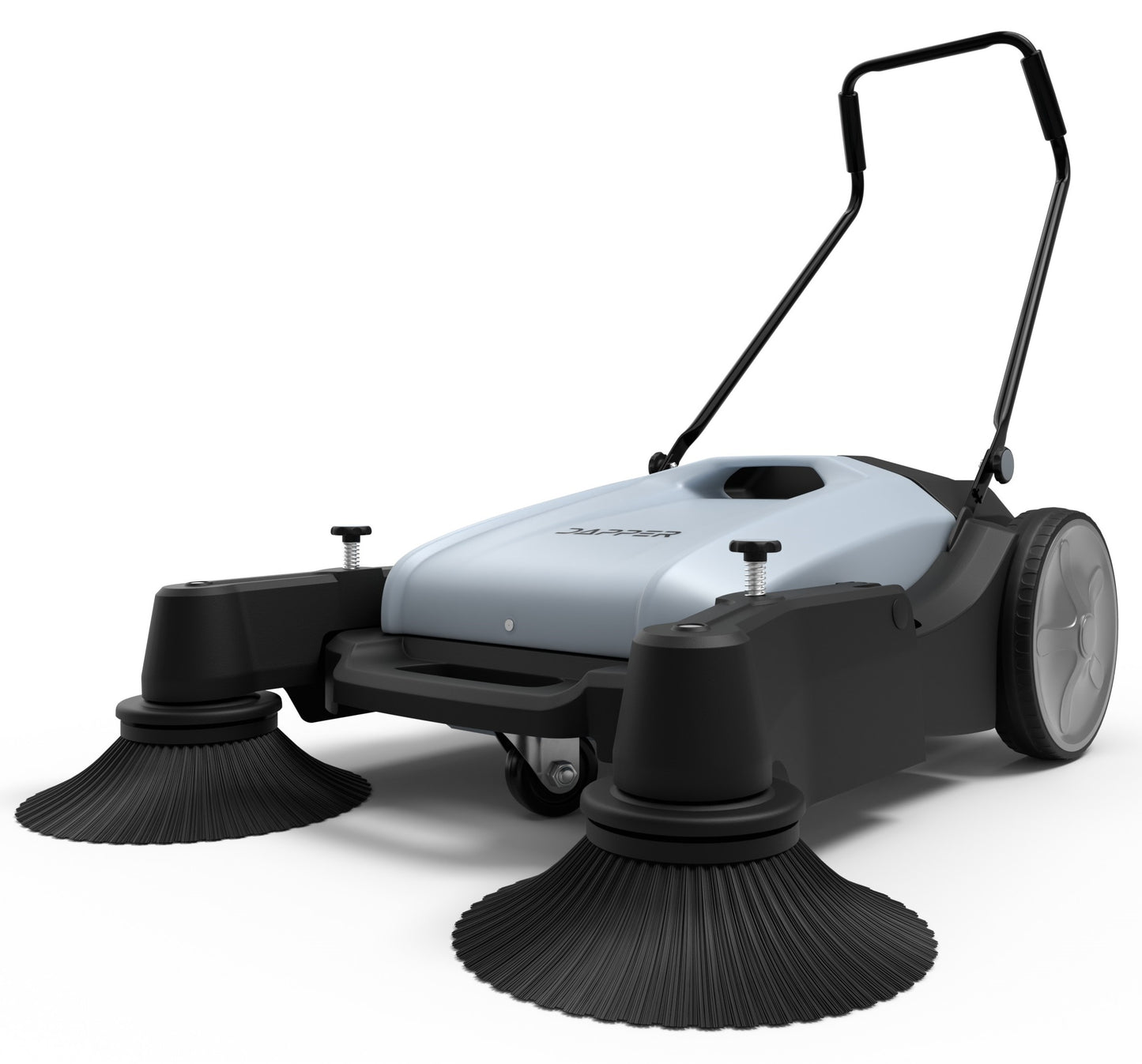 DAPPER SUPPLY Walk Behind Hand Push 10 Gallon Capacity 36" Sweeping Width Manual Hard surface Cordless Indoor or Outdoor Floor Sweeper