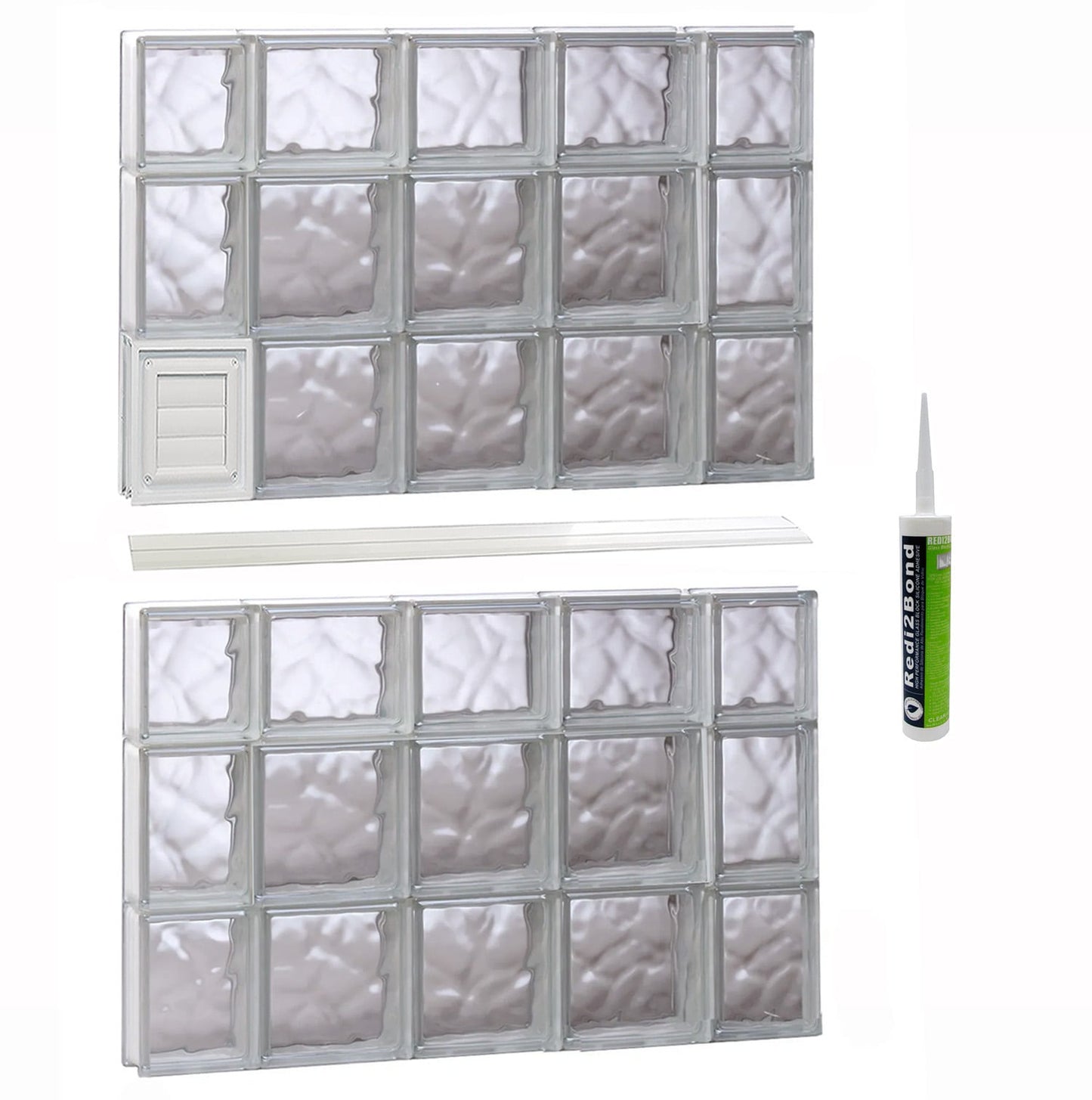 REDI2SET Wavy Glass 34-3/4-in x 42-1/2-in Frameless Replacement Dryer vent Glass Block Window