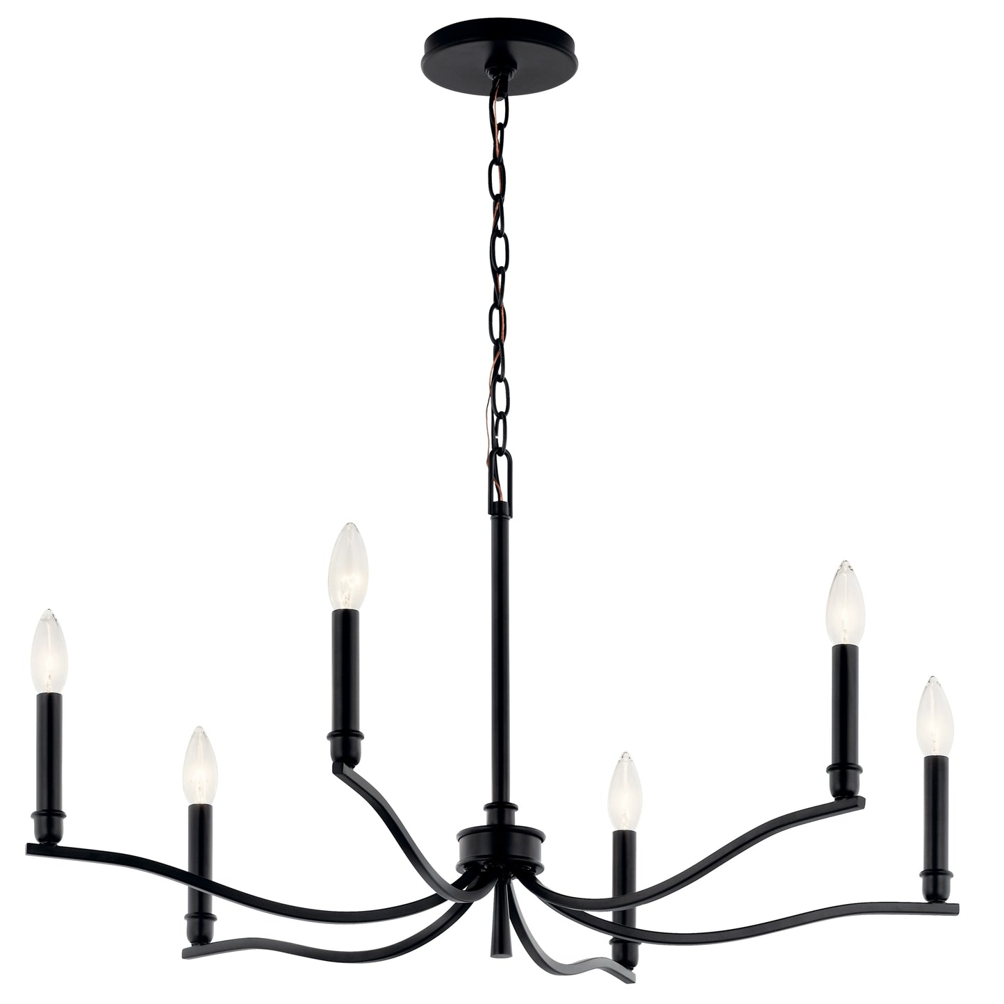 Kichler Malene 6 -Light Black Traditional Bare bulb For Use in Bedrooms, Dining Rooms, Foyers, Kitchens, Living Rooms Chandelier