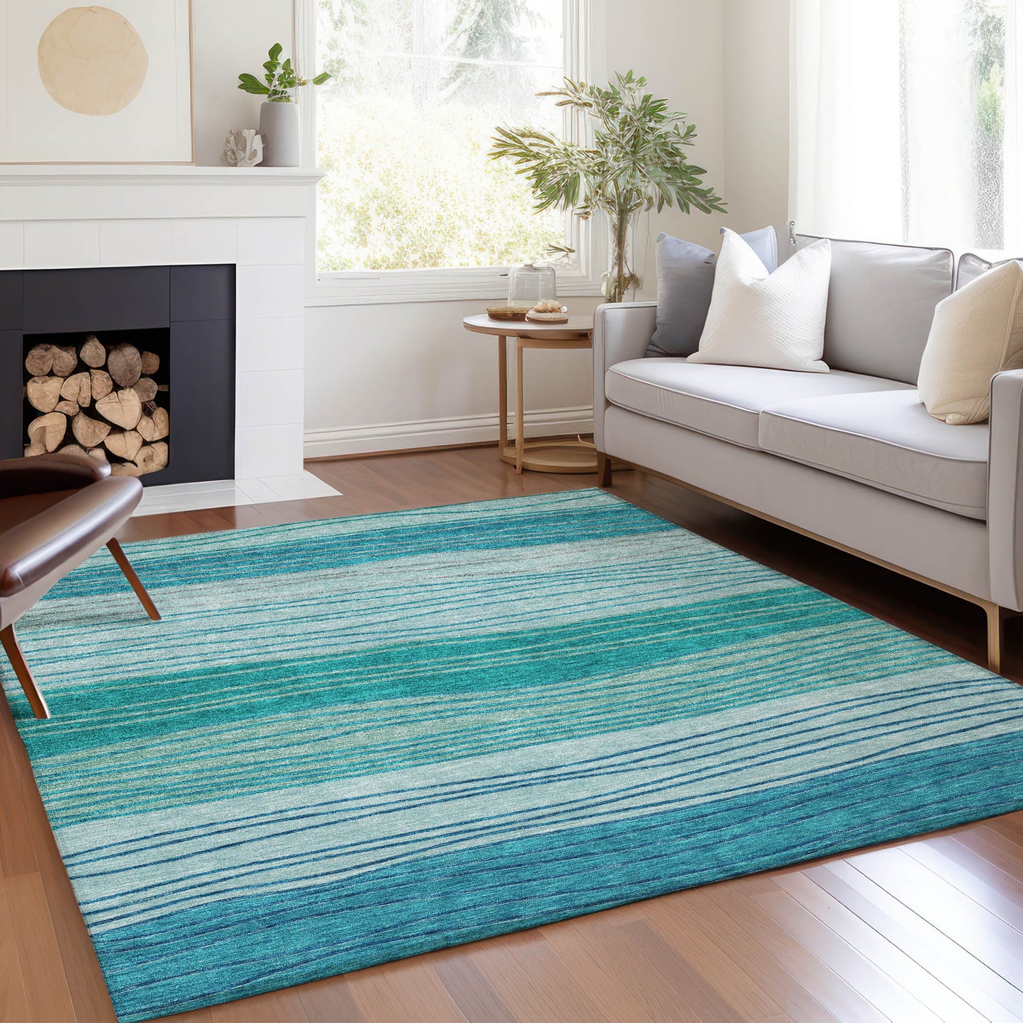 Addison Rugs Chantille ACN735SK 8 x 10 (ft) Sky Rectangular Indoor/Outdoor Geometric Machine washable Area rug
