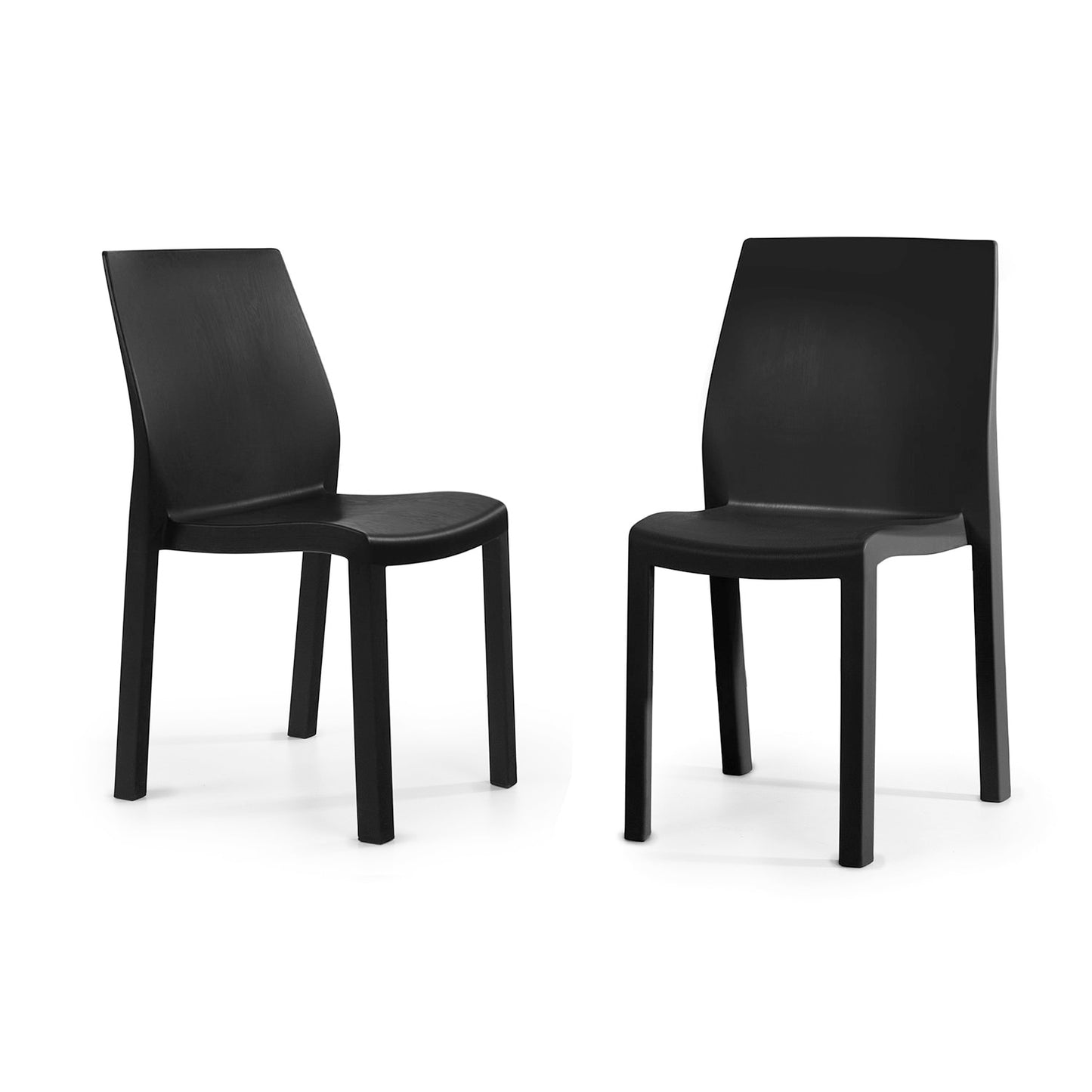 World Rug Gallery SeriesW1 Set of 2 Stackable Black Resin Frame Stationary Dining Chair with Solid Seat