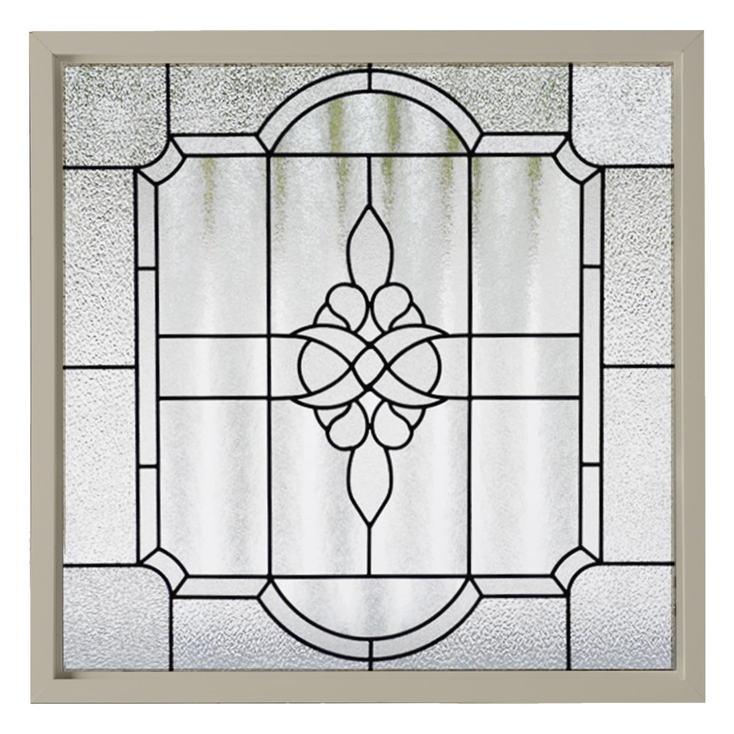 Hy-Lite Victorian Private Elegance Decorative Glass 35-1/2-in x 35-1/2-in Driftwood Square Accent Window with Grids