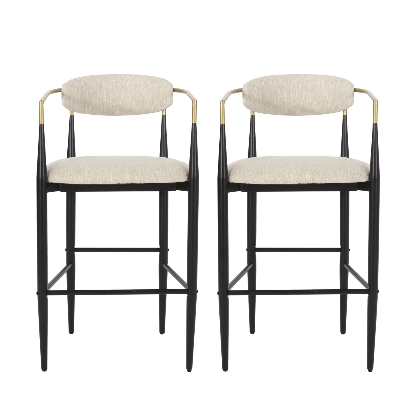 Best Selling Home Decor Beige 29.75-in H Bar height Upholstered Metal Bar Stool 2 -Pack