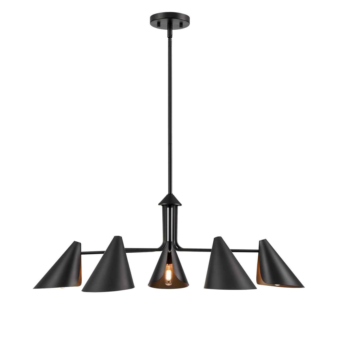 Millennium Lighting Warhol 5 -Light Matte Black Industrial For Use in Bedrooms, Dining Rooms, Foyers, Kitchens, Living Rooms Chandelier