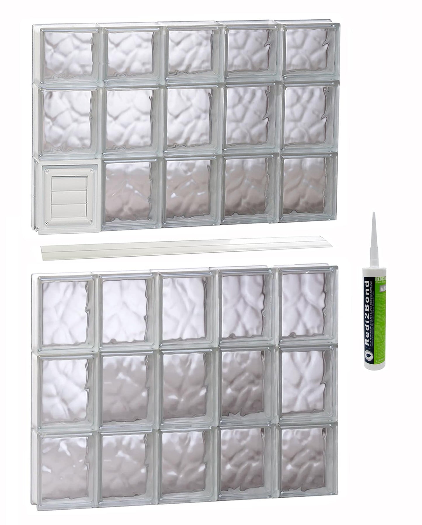 REDI2SET Wavy Glass 28-3/4-in x 44-1/2-in Frameless Replacement Dryer vent Glass Block Window
