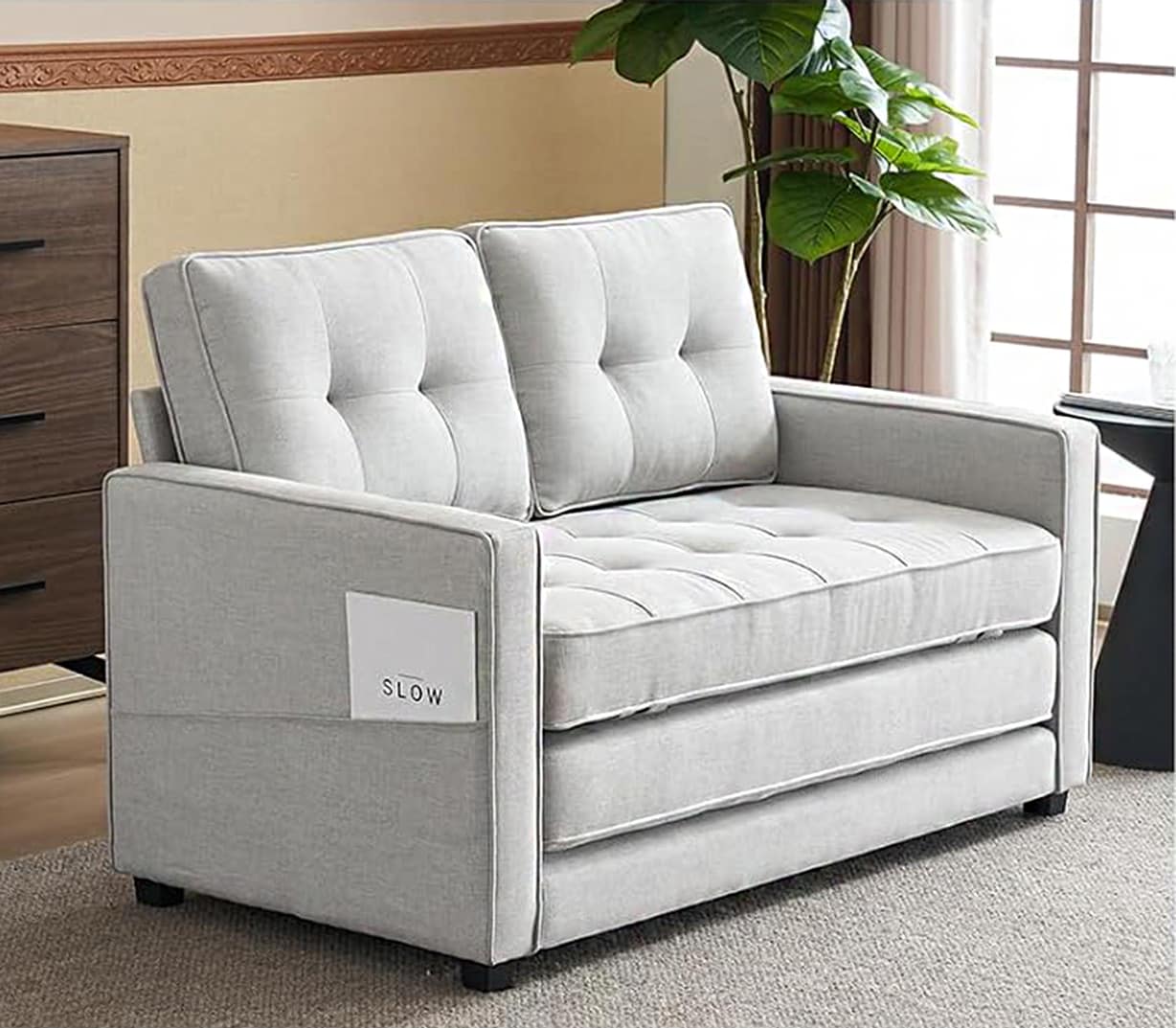 Winado Gray Contemporary/Modern Chenille Twin Sofa bed