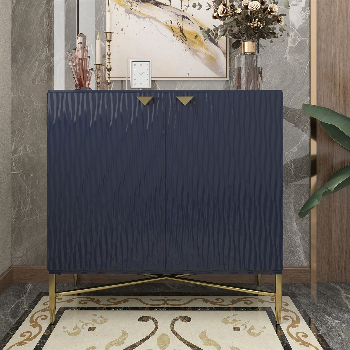 Mondawe 31.5-in W 2-Door Blue Accent Cabinet