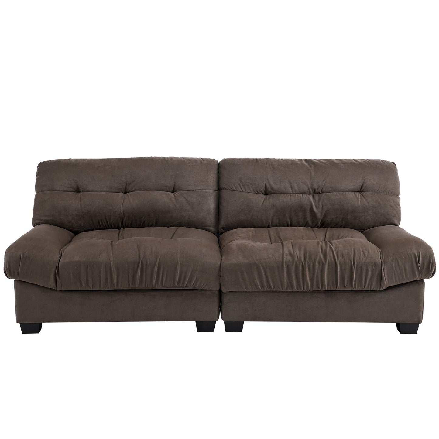 Outopee 80.3-in Modern Brown Velvet Loveseat